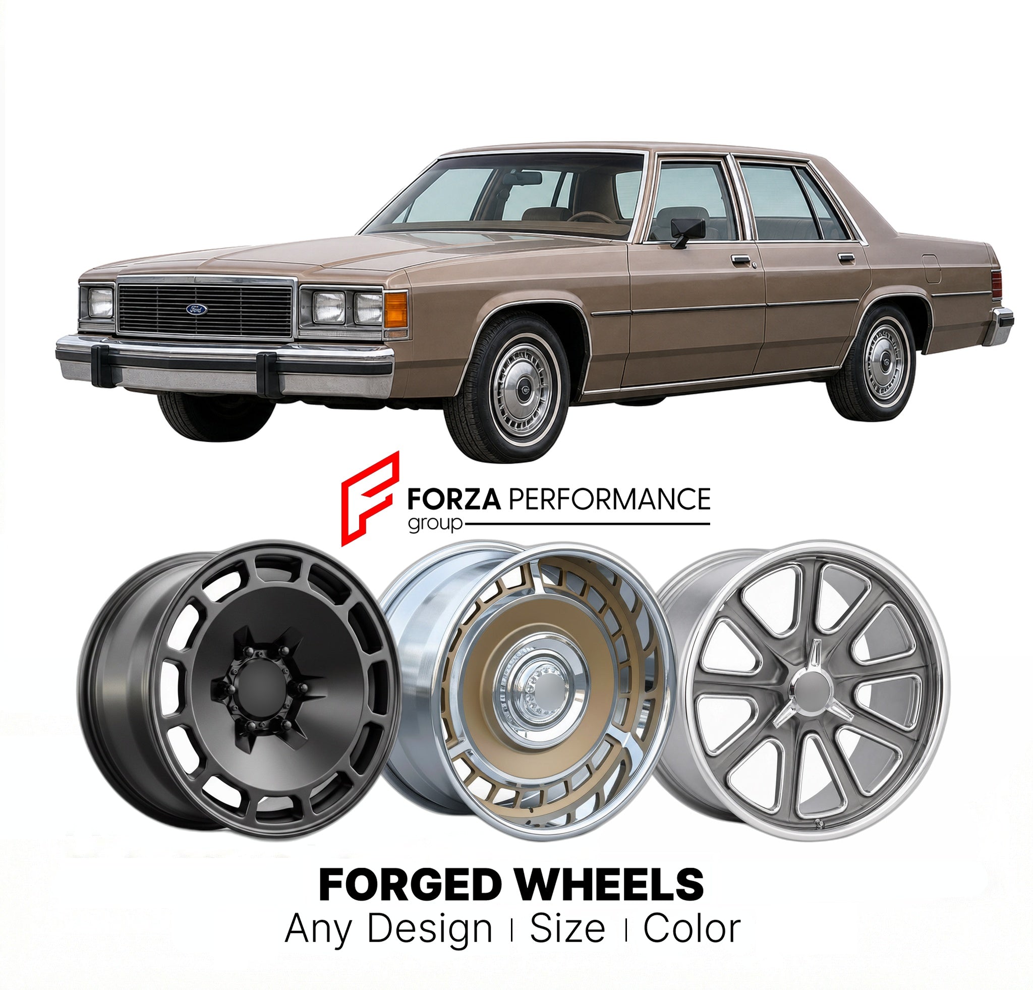 CUSTOM CLASSIC VINTAGE RESTOMOD RETRO OLD SCHOOL FORGED WHEELS RIMS for FORD LTD 1983 - 1986