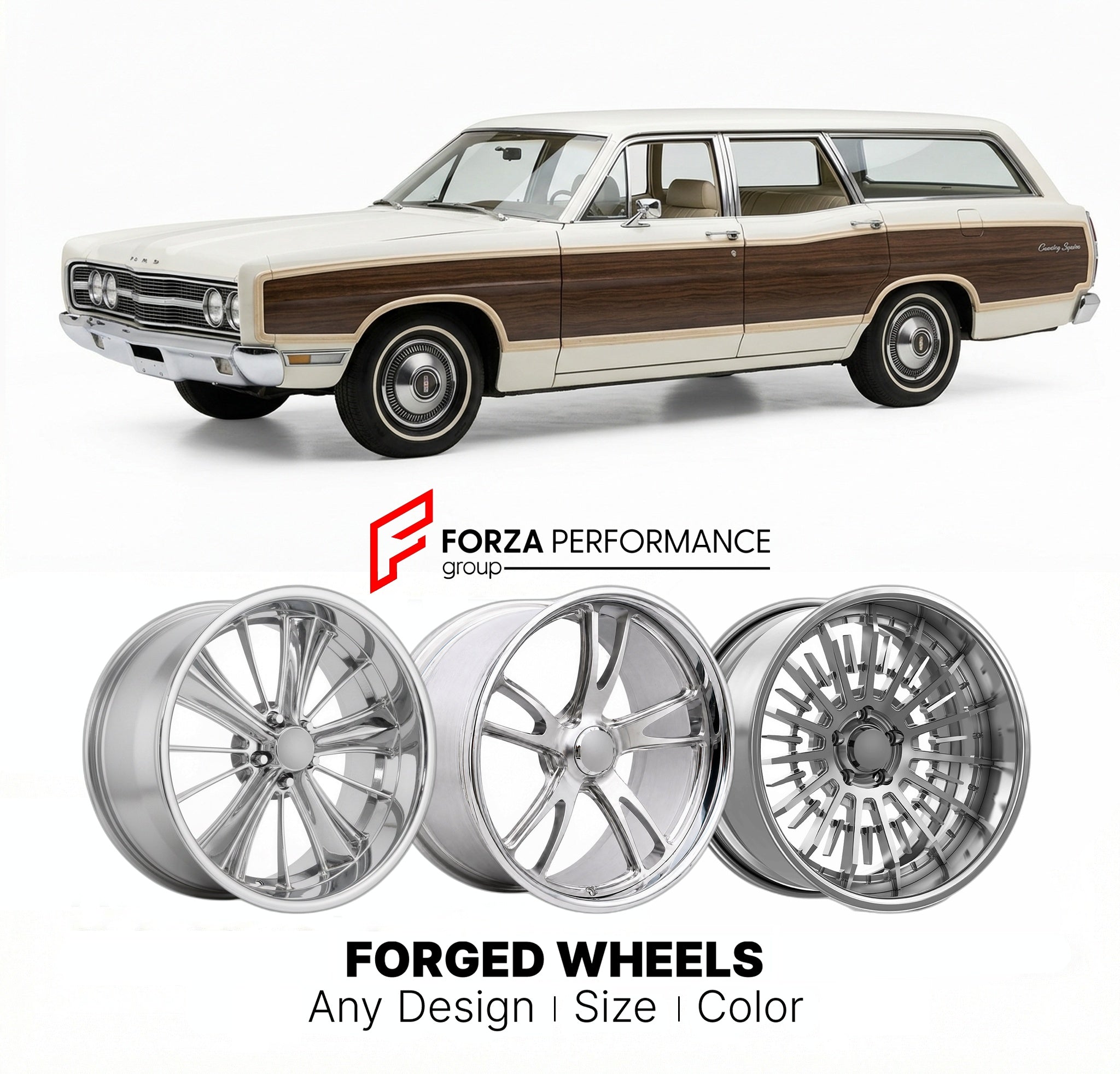 CUSTOM CLASSIC VINTAGE RESTOMOD RETRO OLD SCHOOL FORGED WHEELS RIMS for FORD LTD COUNTRY SQUIRE 1969 - 1978