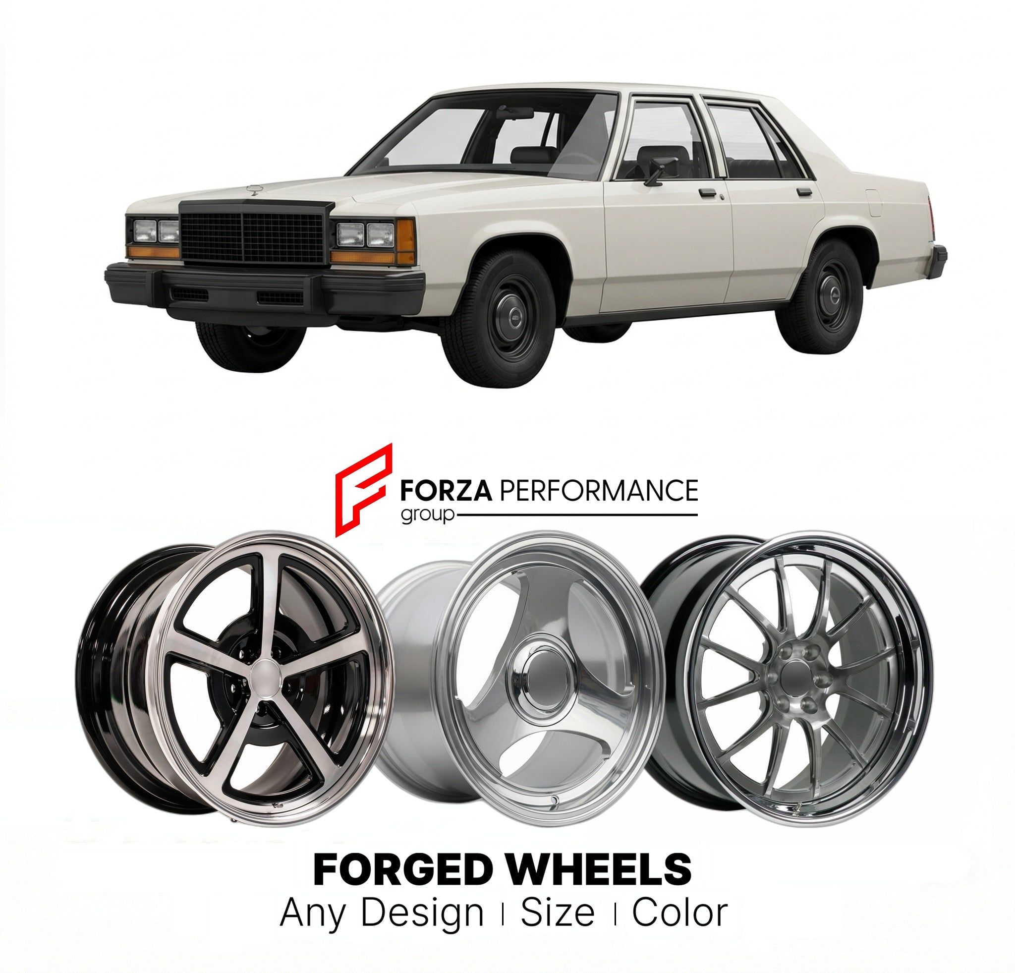 CUSTOM CLASSIC VINTAGE RESTOMOD RETRO OLD SCHOOL FORGED WHEELS RIMS for FORD LTD CROWN VICTORIA 1979 - 1982
