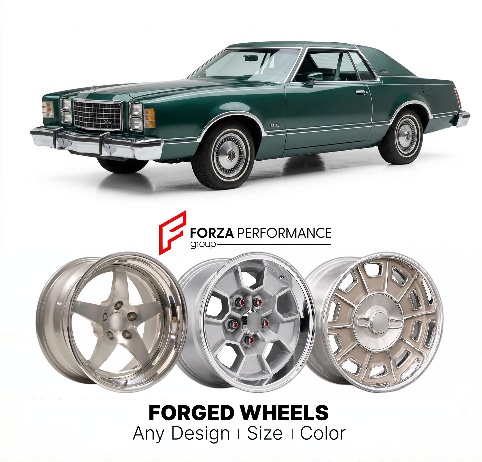 CUSTOM CLASSIC VINTAGE RESTOMOD RETRO OLD SCHOOL FORGED WHEELS RIMS for FORD LTD II 1977 - 1979