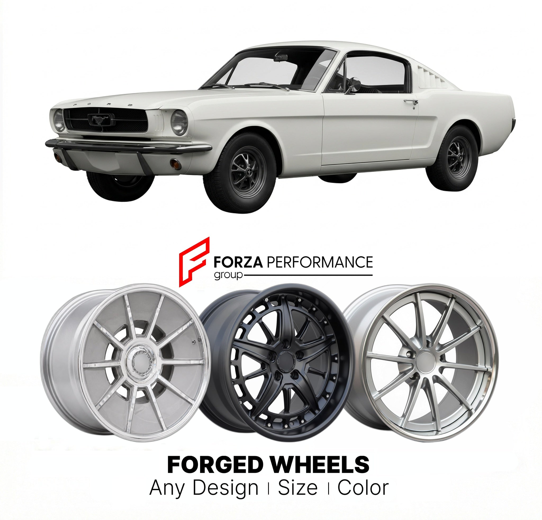 CUSTOM CLASSIC VINTAGE RESTOMOD RETRO OLD SCHOOL FORGED WHEELS RIMS for FORD MUSTANG FASTBACK 1965 - 1973