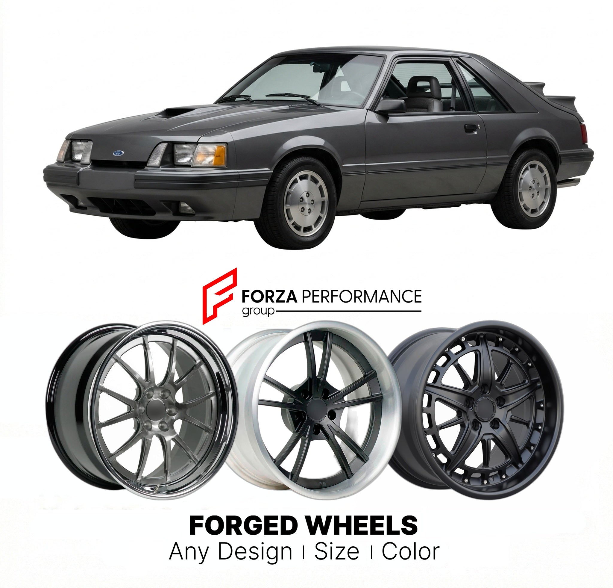 CUSTOM CLASSIC VINTAGE RESTOMOD RETRO OLD SCHOOL FORGED WHEELS RIMS for FORD MUSTANG SVO 1984 - 1986
