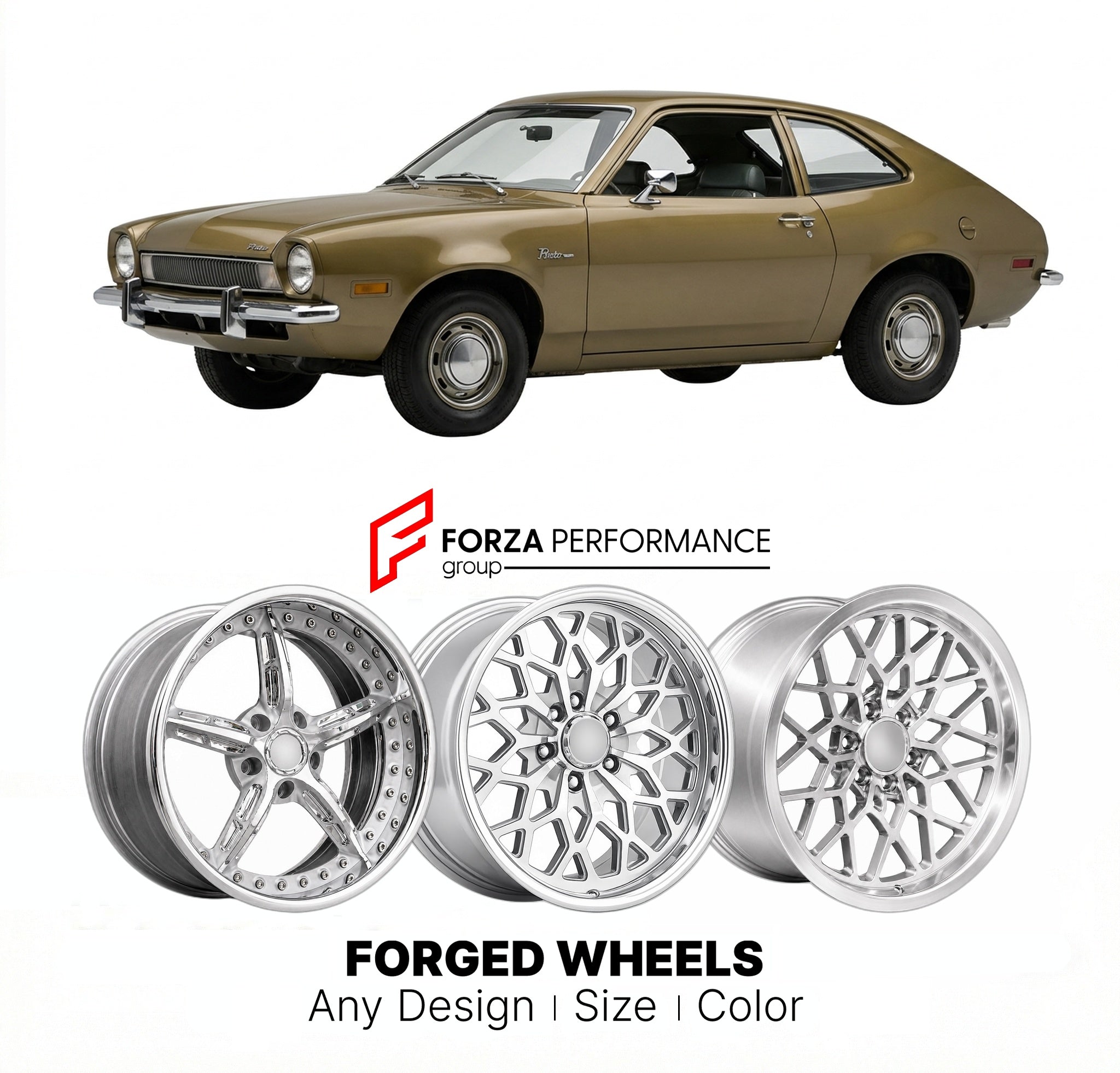 CUSTOM CLASSIC VINTAGE RESTOMOD RETRO OLD SCHOOL FORGED WHEELS RIMS for FORD PINTO 1971 - 1980