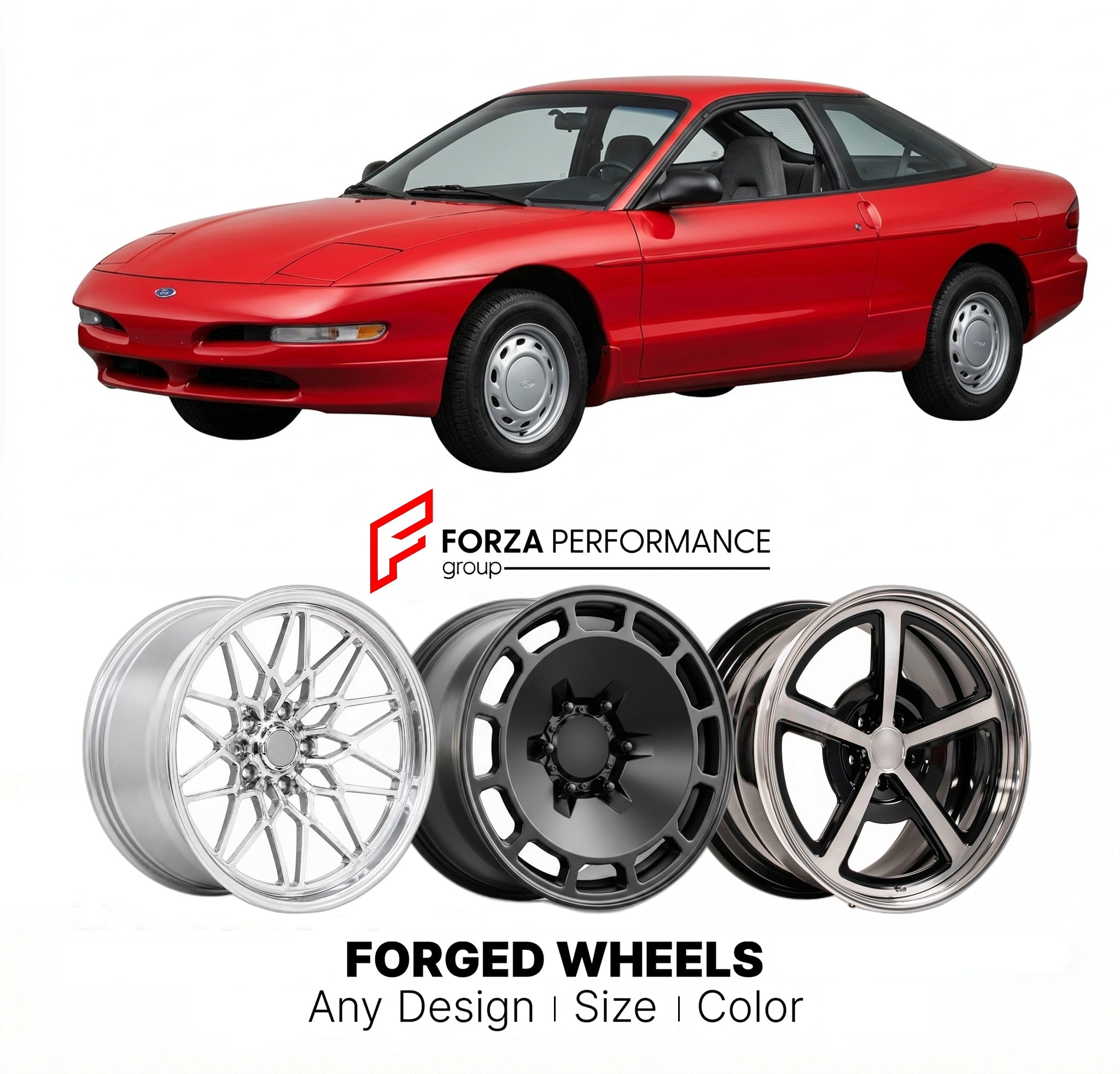 CUSTOM CLASSIC VINTAGE RESTOMOD RETRO OLD SCHOOL FORGED WHEELS RIMS for FORD PROBE 1989 - 1990