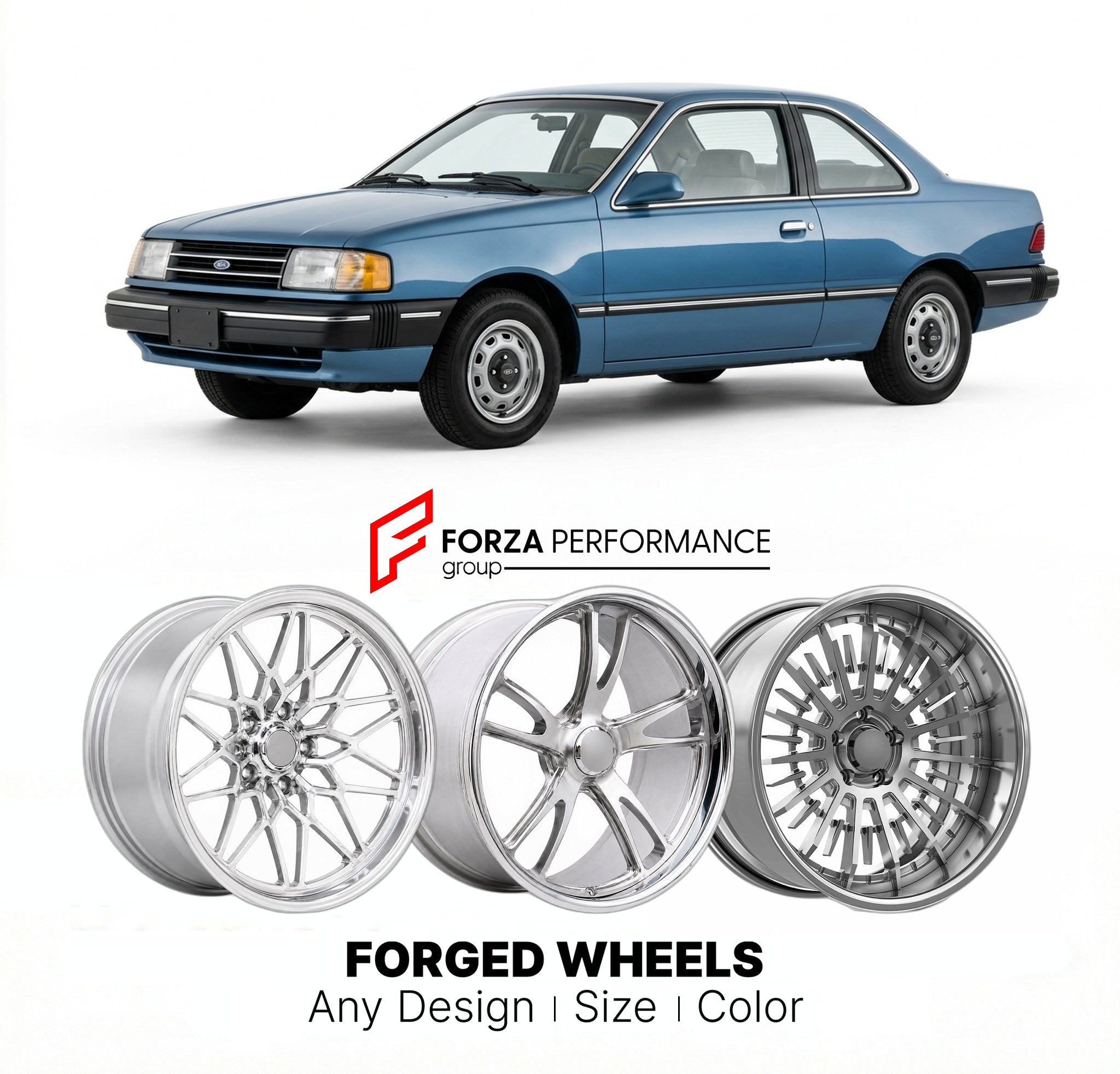 CUSTOM CLASSIC VINTAGE RESTOMOD RETRO OLD SCHOOL FORGED WHEELS RIMS for FORD TEMPO 1984 - 1990