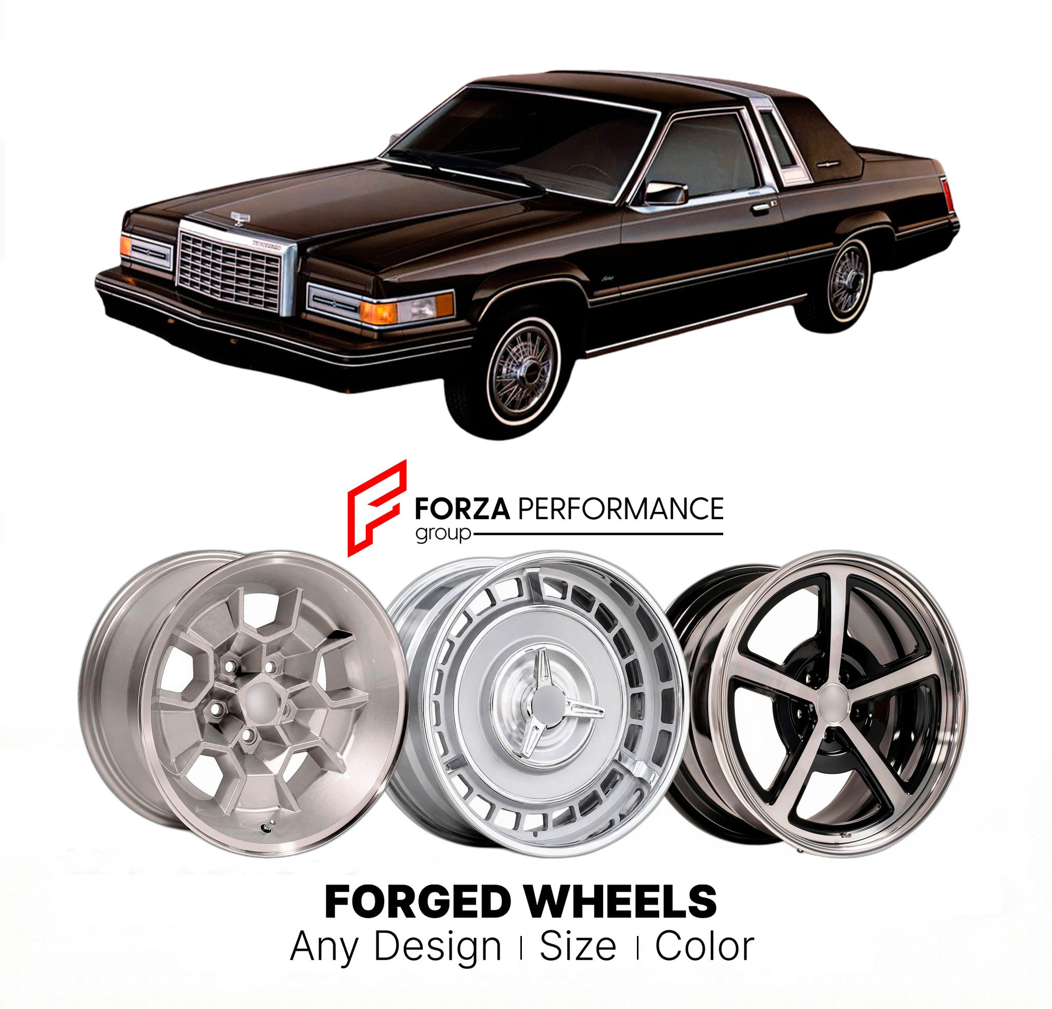 CUSTOM CLASSIC VINTAGE RESTOMOD RETRO OLD SCHOOL FORGED WHEELS RIMS for FORD THUNDERBIRD 1980 - 1982