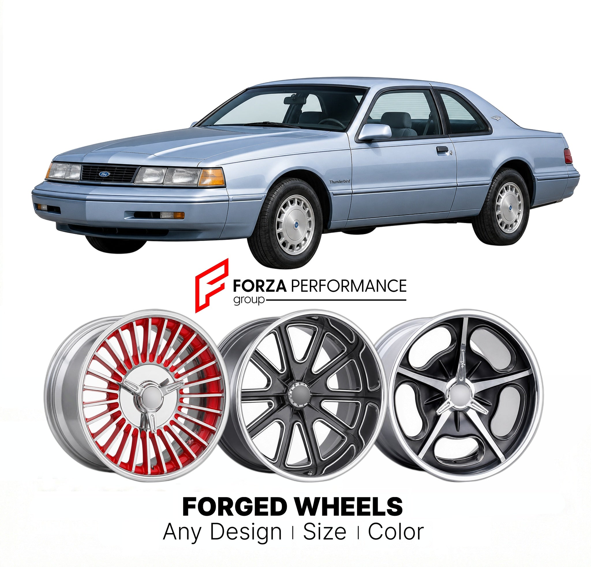 CUSTOM CLASSIC VINTAGE RESTOMOD RETRO OLD SCHOOL FORGED WHEELS RIMS for FORD THUNDERBIRD 1983 - 1988