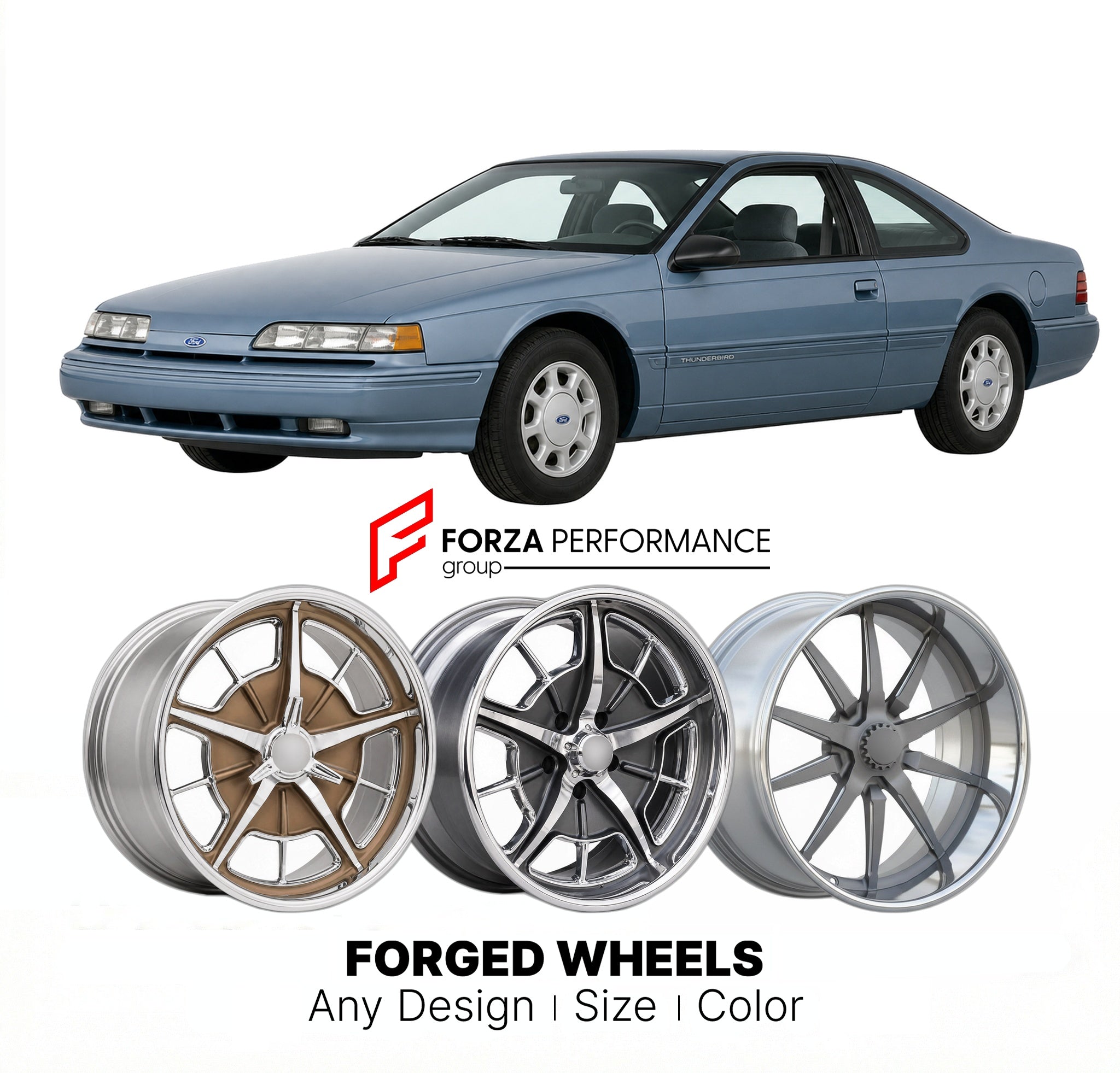 CUSTOM CLASSIC VINTAGE RESTOMOD RETRO OLD SCHOOL FORGED WHEELS RIMS for FORD THUNDERBIRD 1989 - 1990