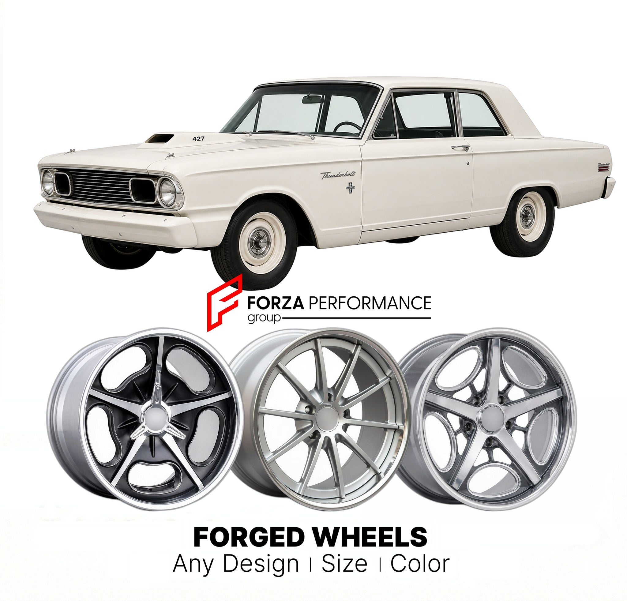 CUSTOM CLASSIC VINTAGE RESTOMOD RETRO OLD SCHOOL FORGED WHEELS RIMS for FORD THUNDERBOLT 1964 - 1964
