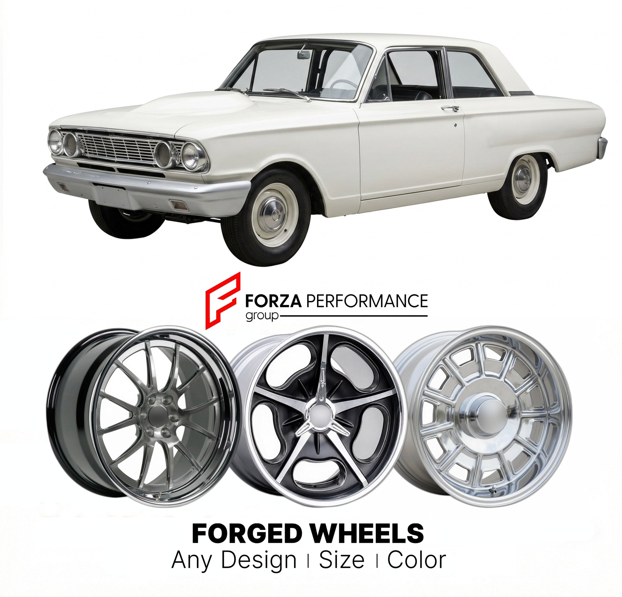 CUSTOM CLASSIC VINTAGE RESTOMOD RETRO OLD SCHOOL FORGED WHEELS RIMS for FORD THUNDERBOLT 427 1964 - 1965