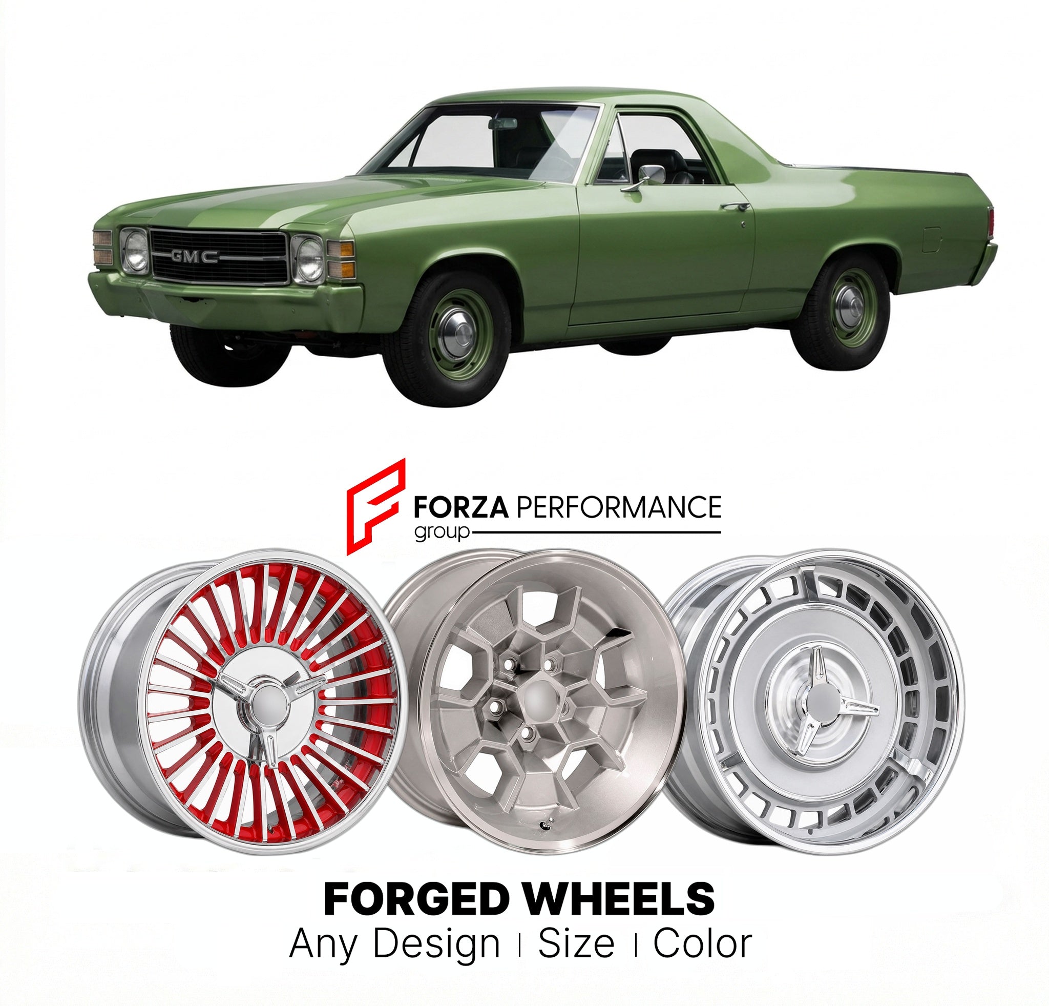 CUSTOM CLASSIC VINTAGE RESTOMOD RETRO OLD SCHOOL FORGED WHEELS RIMS for GMC SPRINT 1971 - 1977