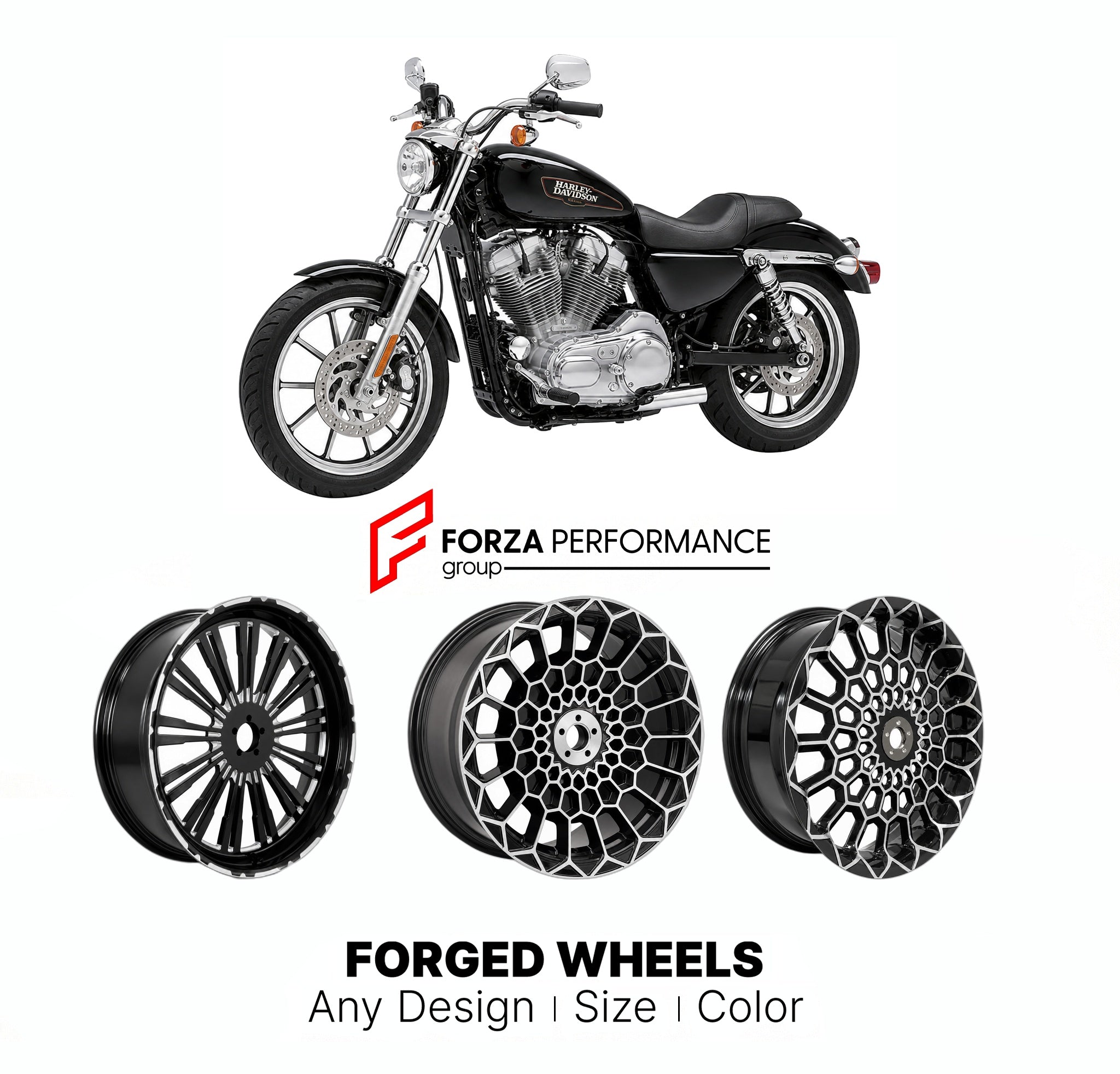 CUSTOM FORGED MOTORCYCLE WHEELS RIMS for HARLEY DAVIDSON XL883L SUPERLOW 2005 - 2019