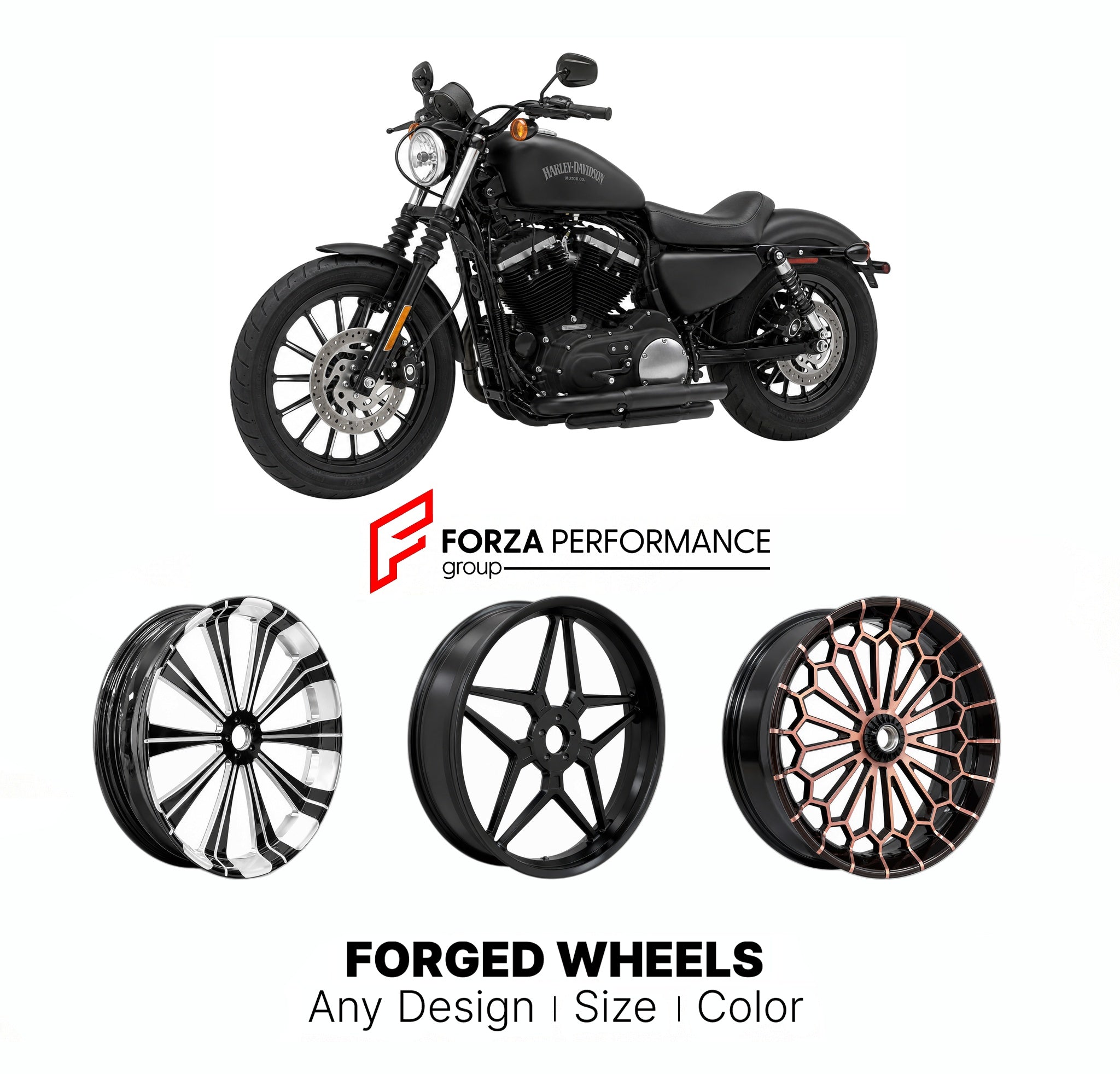 CUSTOM FORGED MOTORCYCLE WHEELS RIMS for HARLEY DAVIDSON XL883N IRON 883 2009 - 2022