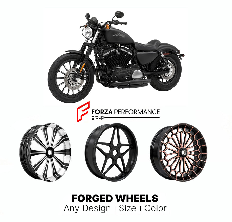 Buy Now CUSTOM FORGED MOTORCYCLE WHEELS RIMS for HARLEY DAVIDSON XL883N IRON 883 2009 - 2022 and upgrade car parts from SIR Tuning at the Best Price. Headlights, Tail lights, Bodykits, Navigations, wheels and more - Fast & Free Shipping within Europe, US & Worldwide.