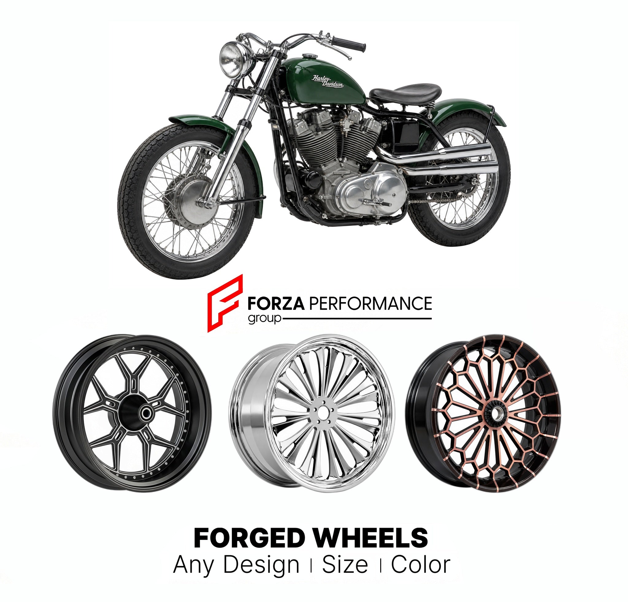 CUSTOM FORGED MOTORCYCLE WHEELS RIMS for HARLEY DAVIDSON XLCH SPORTSTER 1958 - 1979