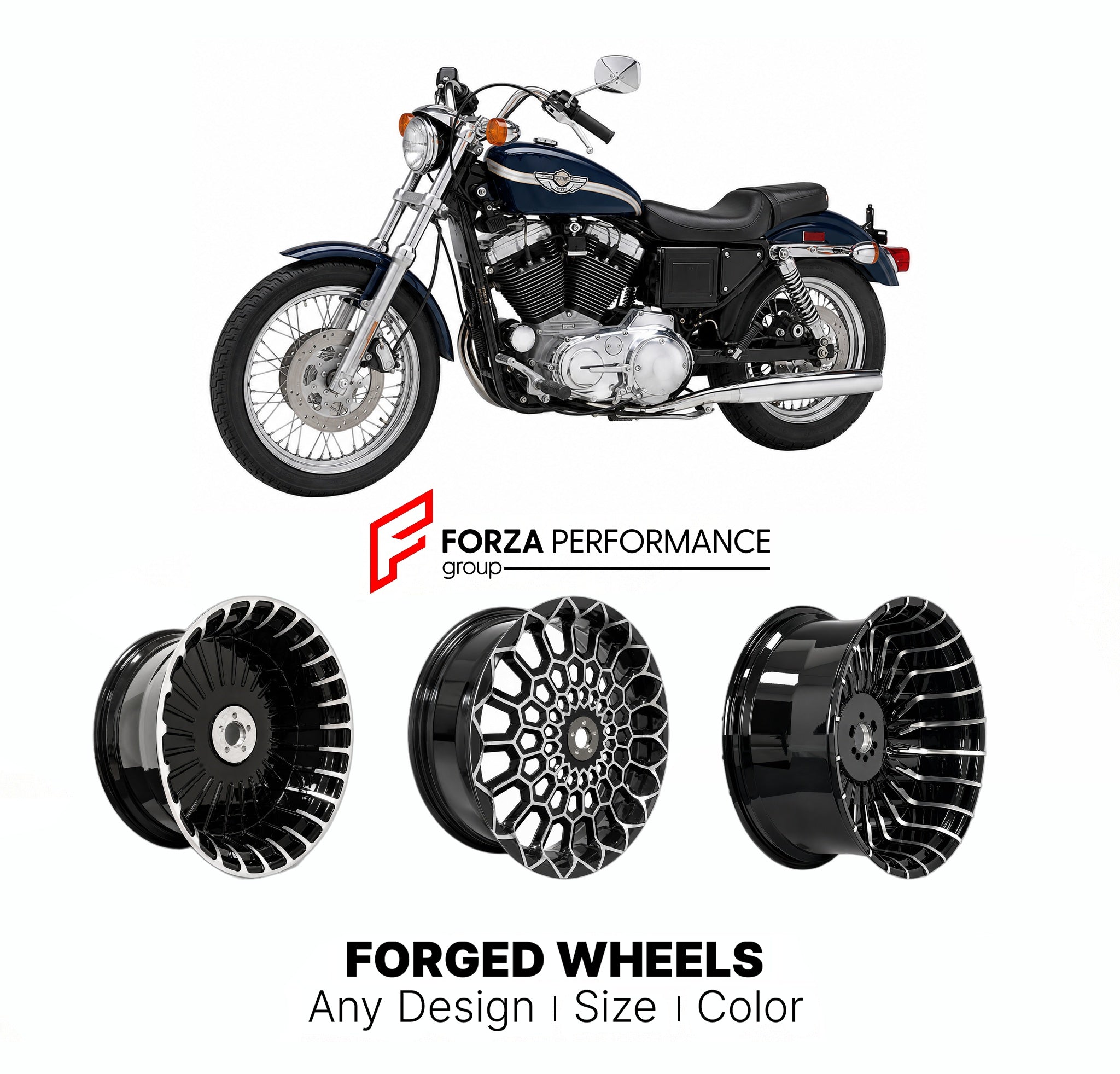 CUSTOM FORGED MOTORCYCLE WHEELS RIMS for HARLEY DAVIDSON XLH1200 SPORTSTER 1200 1988 - 2003