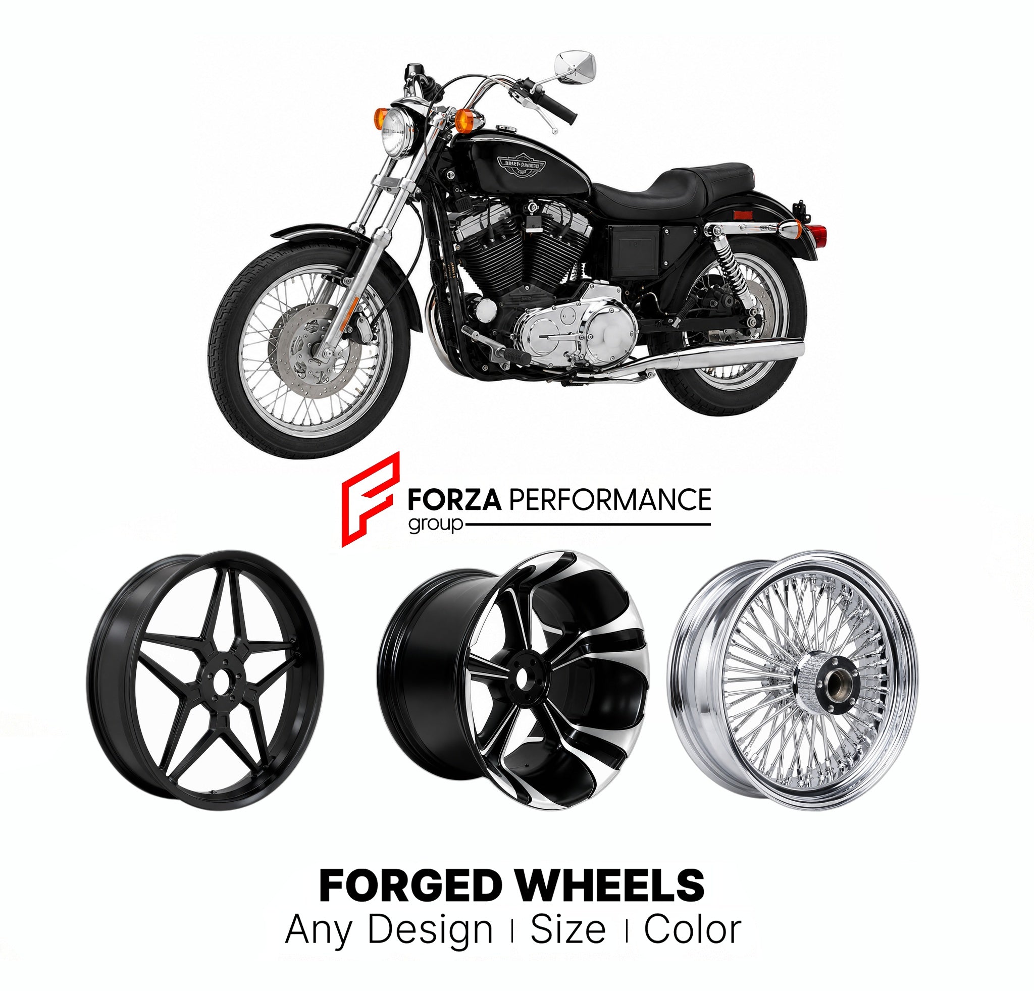 CUSTOM FORGED MOTORCYCLE WHEELS RIMS for HARLEY DAVIDSON XLH883 HUGGER 1987 - 2003