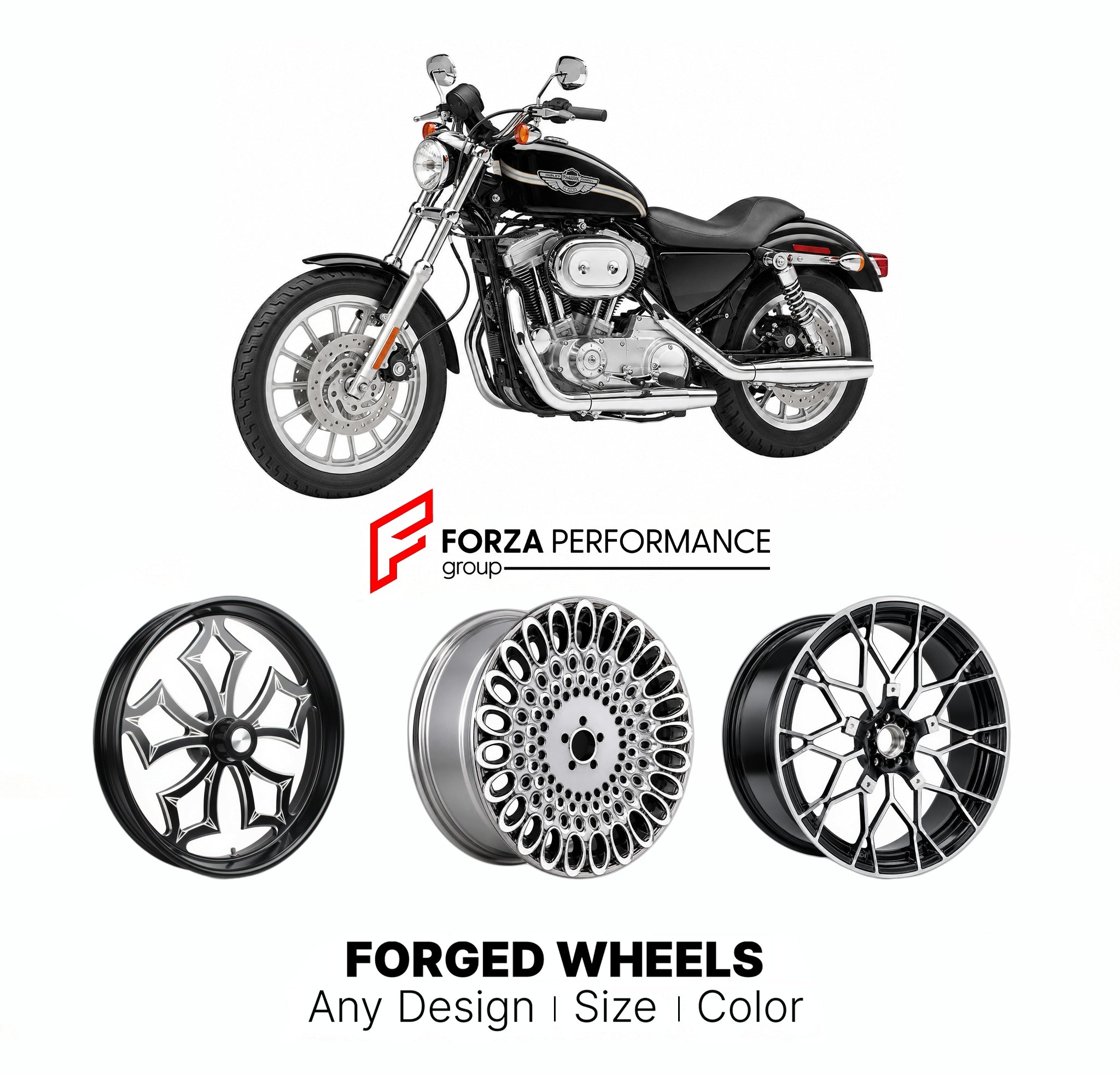 CUSTOM FORGED MOTORCYCLE WHEELS RIMS for HARLEY DAVIDSON XLH883 SPORTSTER 883 1986 - 2003