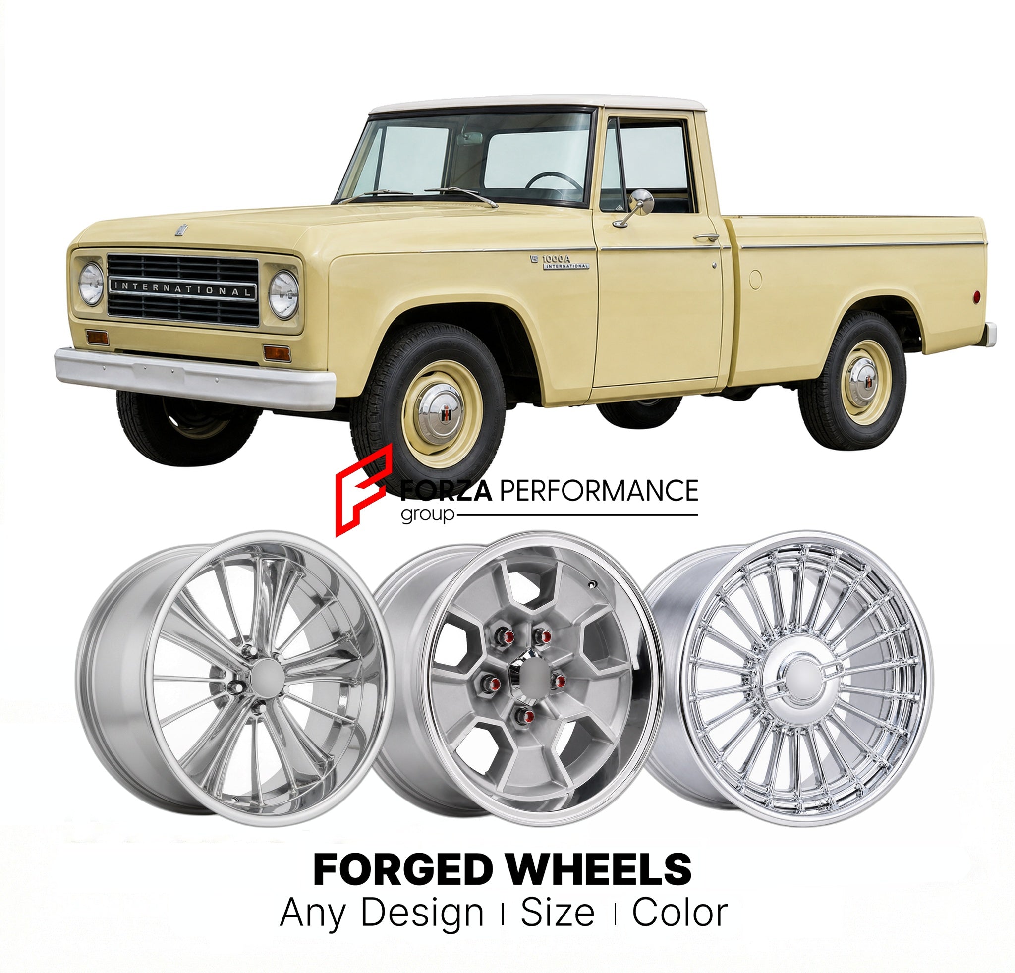 CUSTOM CLASSIC VINTAGE RESTOMOD RETRO OLD SCHOOL FORGED WHEELS RIMS for INTERNATIONAL HARVESTER 1000A 1966