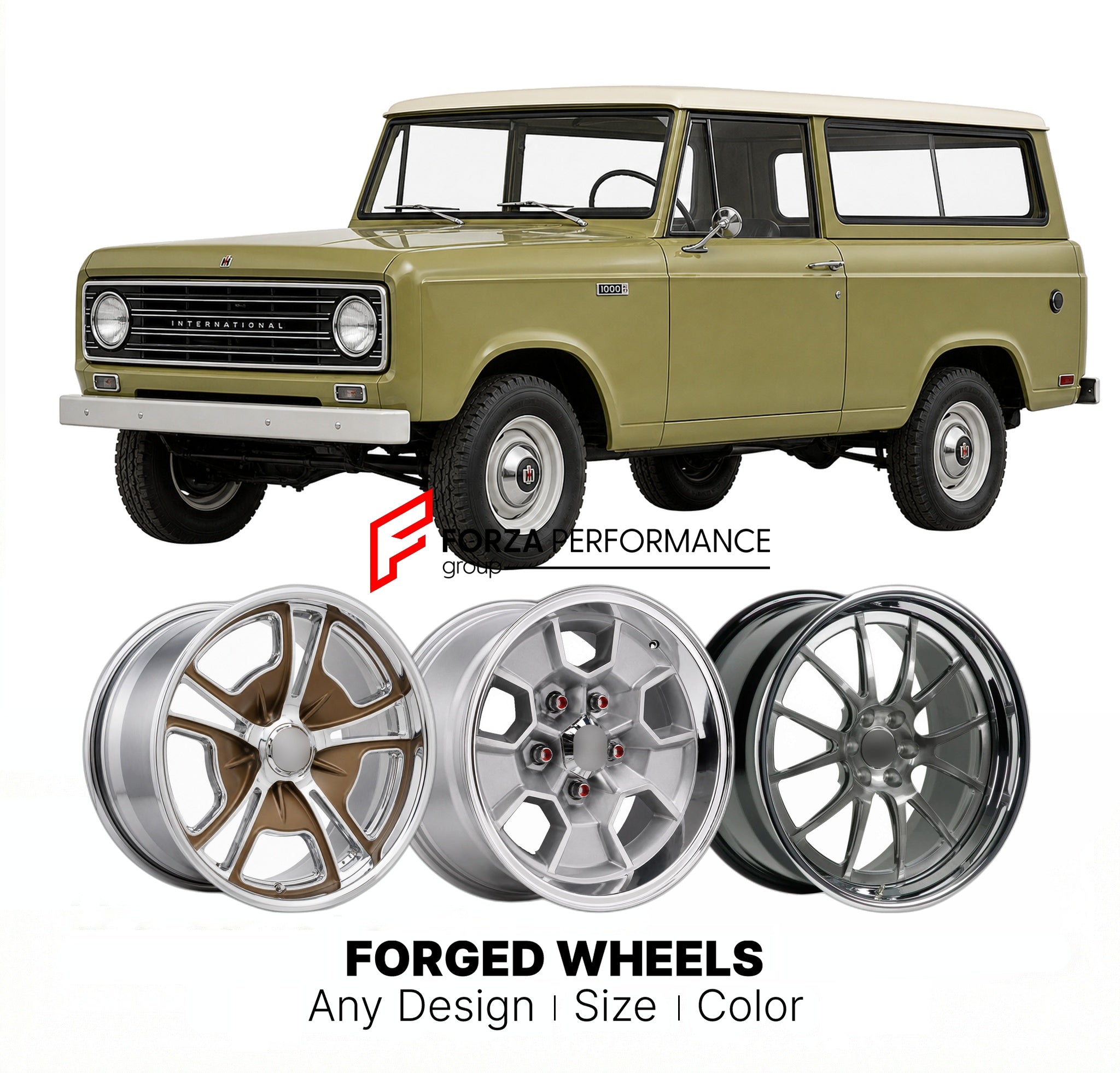 CUSTOM CLASSIC VINTAGE RESTOMOD RETRO OLD SCHOOL FORGED WHEELS RIMS for INTERNATIONAL HARVESTER 1000B 1967