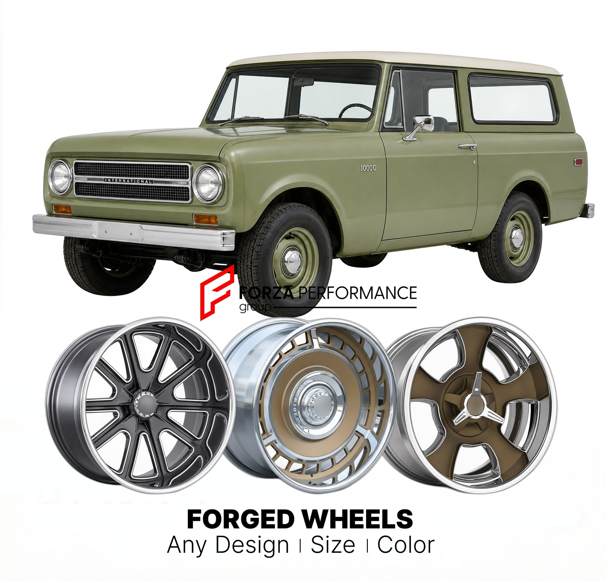 CUSTOM CLASSIC VINTAGE RESTOMOD RETRO OLD SCHOOL FORGED WHEELS RIMS for INTERNATIONAL HARVESTER 1000C 1968