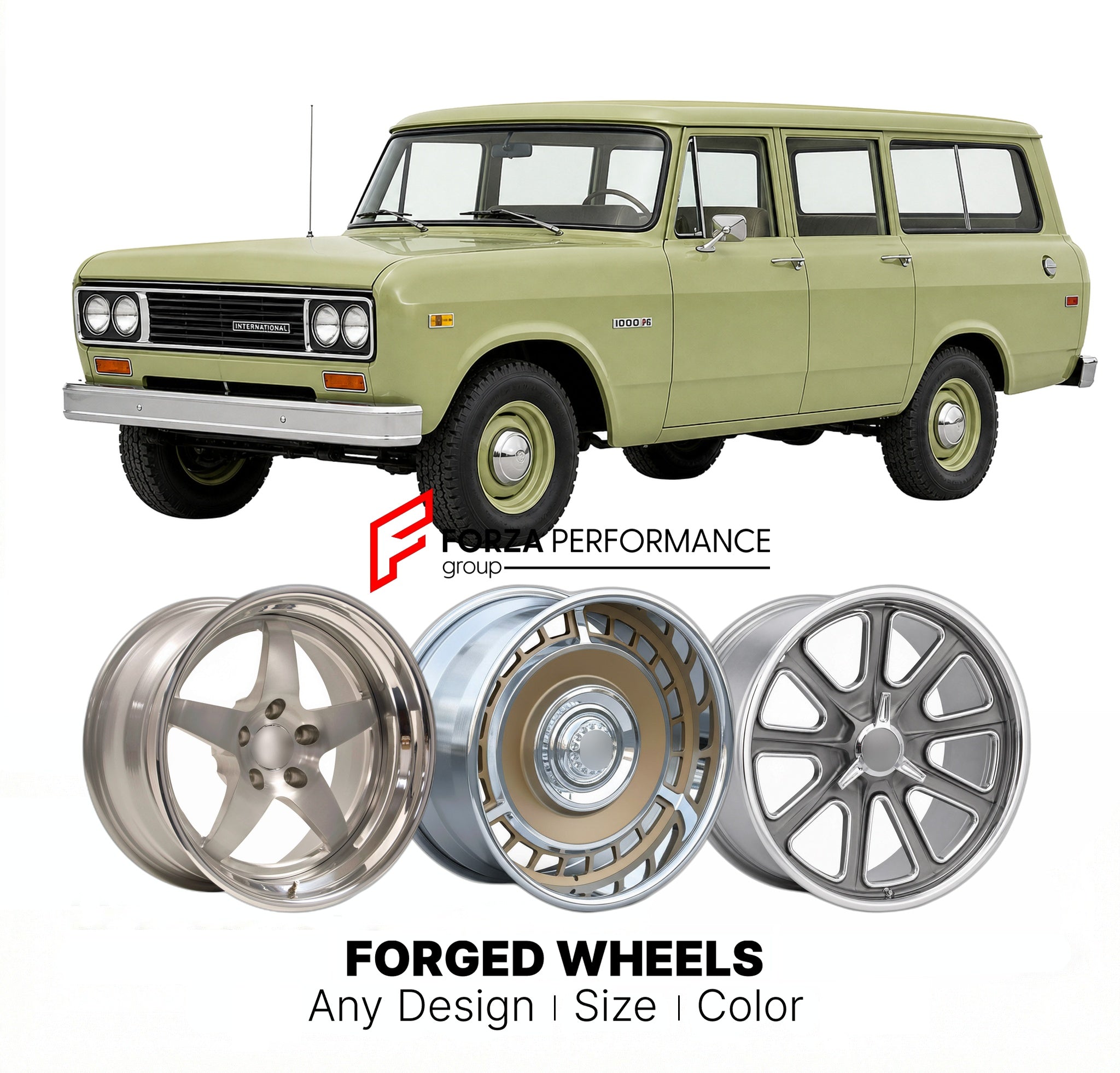 CUSTOM CLASSIC VINTAGE RESTOMOD RETRO OLD SCHOOL FORGED WHEELS RIMS for INTERNATIONAL HARVESTER 1000D 1969