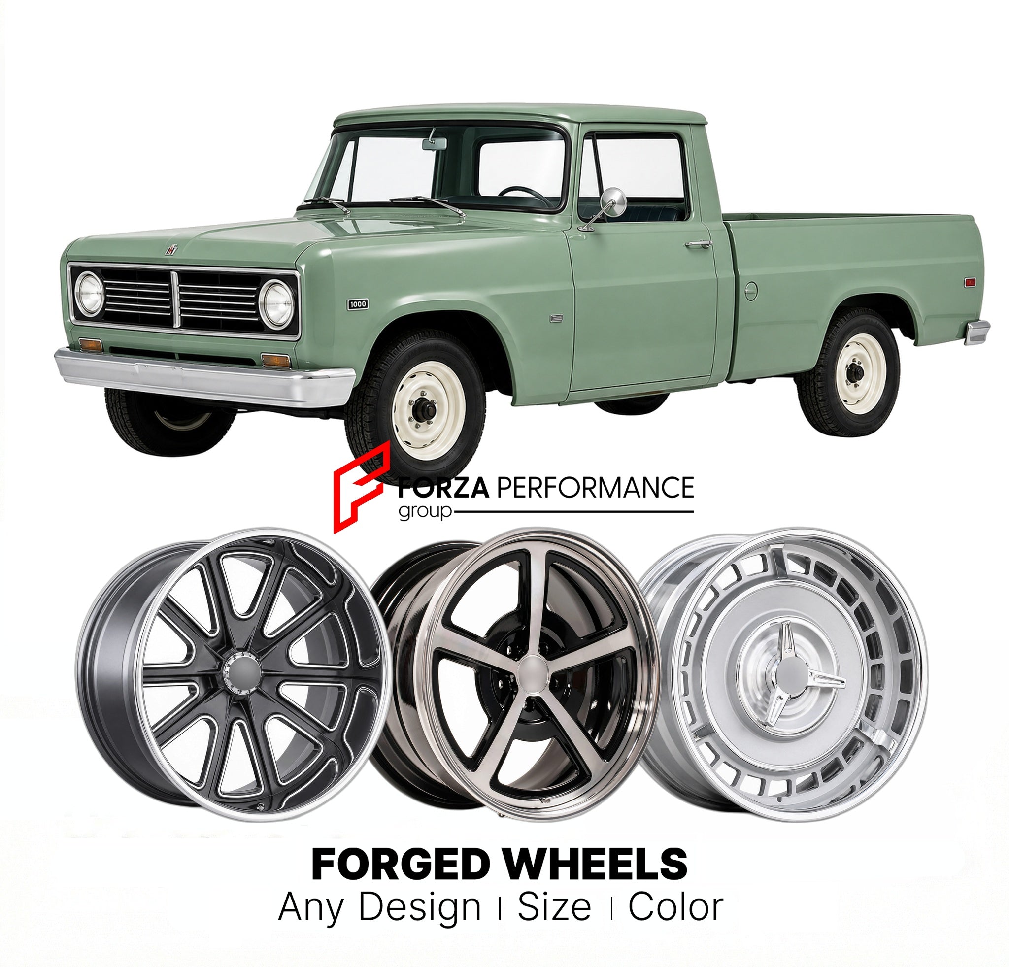 CUSTOM CLASSIC VINTAGE RESTOMOD RETRO OLD SCHOOL FORGED WHEELS RIMS for INTERNATIONAL HARVESTER 1000 1970