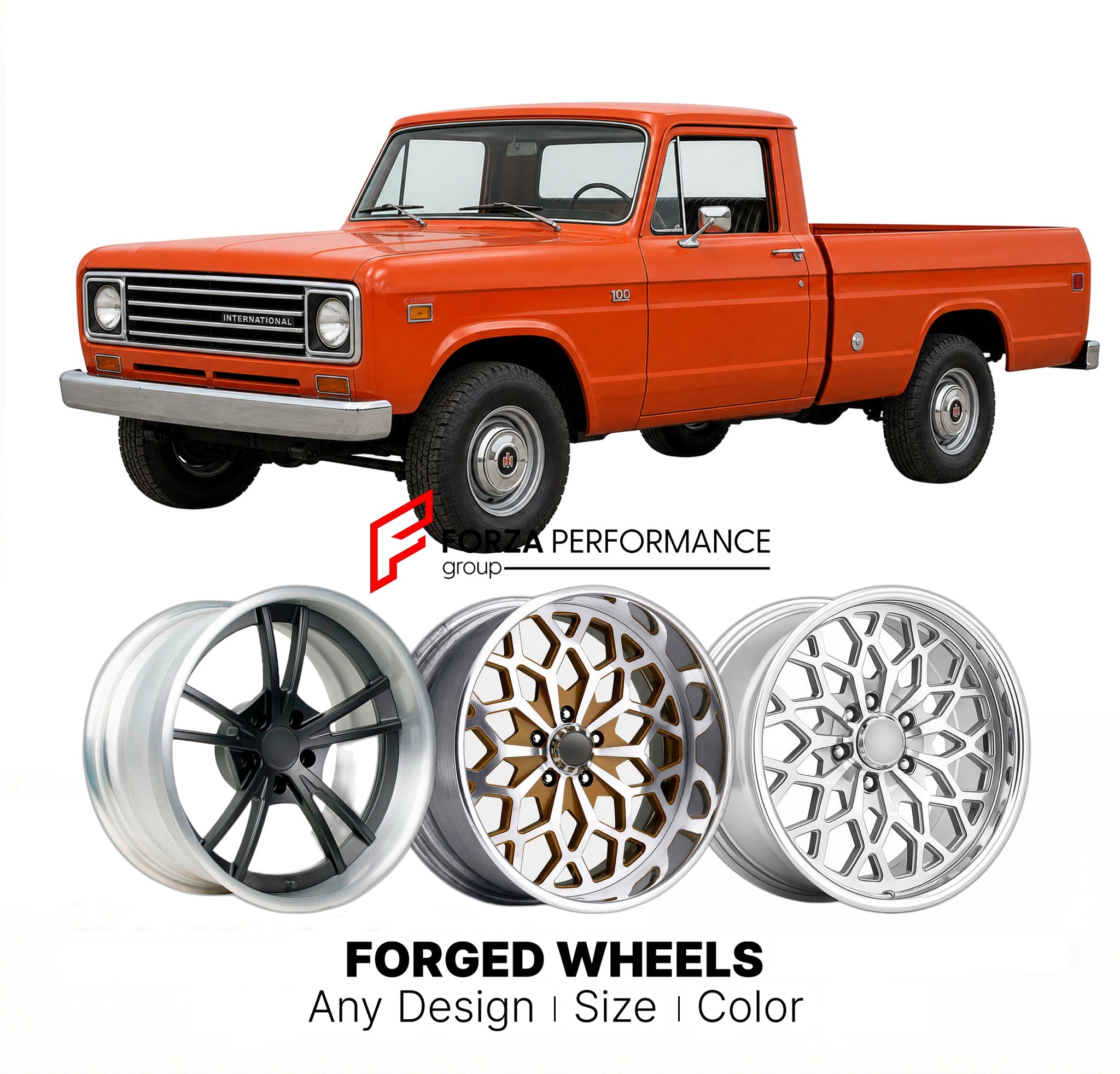 CUSTOM CLASSIC VINTAGE RESTOMOD RETRO OLD SCHOOL FORGED WHEELS RIMS for INTERNATIONAL HARVESTER 100 1974