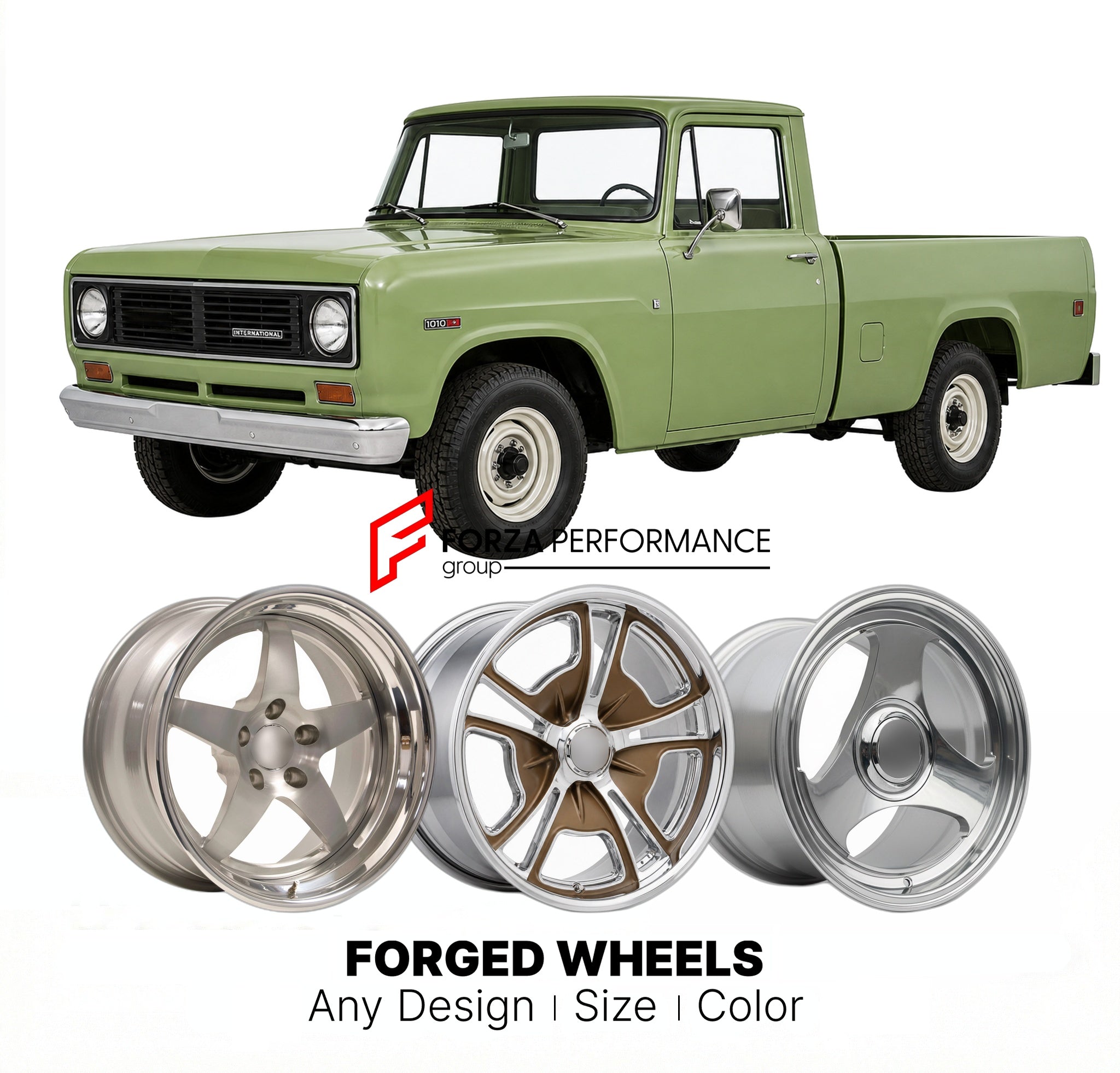 CUSTOM CLASSIC VINTAGE RESTOMOD RETRO OLD SCHOOL FORGED WHEELS RIMS for INTERNATIONAL HARVESTER 1010 1971 - 1973