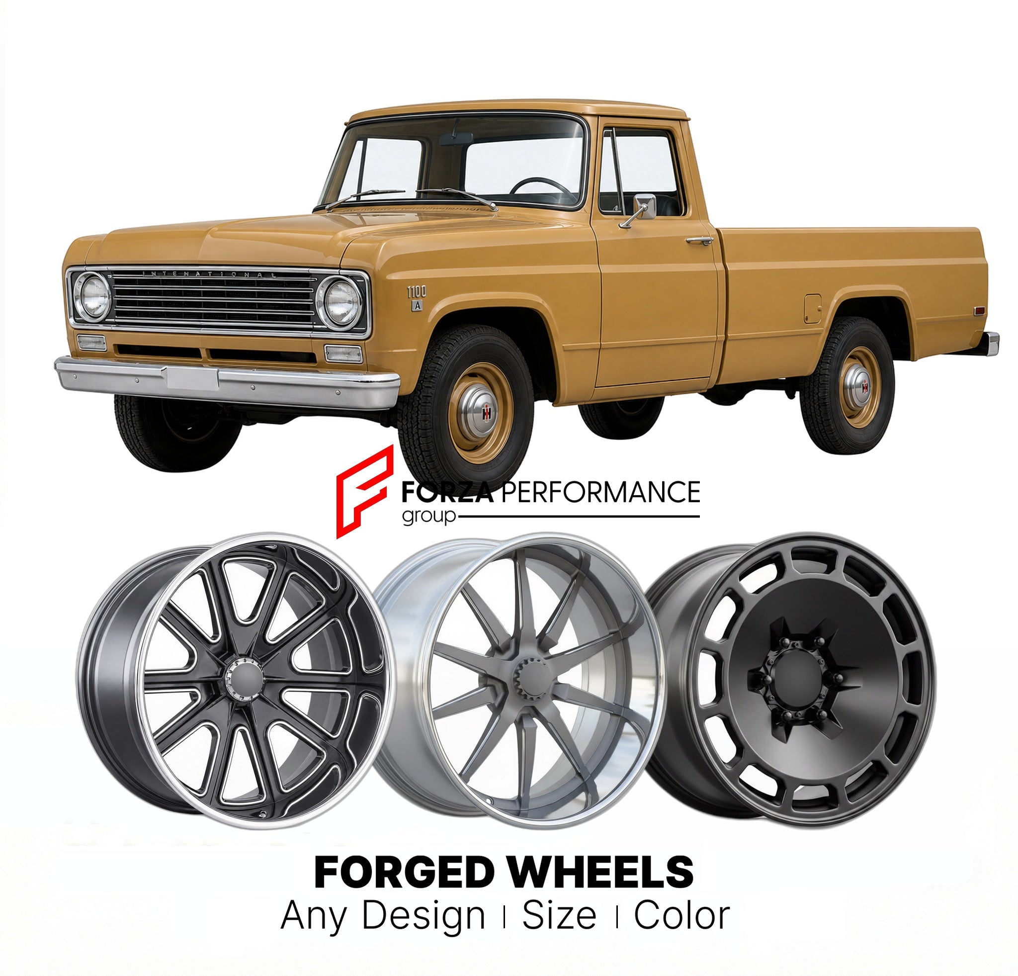 CUSTOM CLASSIC VINTAGE RESTOMOD RETRO OLD SCHOOL FORGED WHEELS RIMS for INTERNATIONAL HARVESTER 1100A 1966