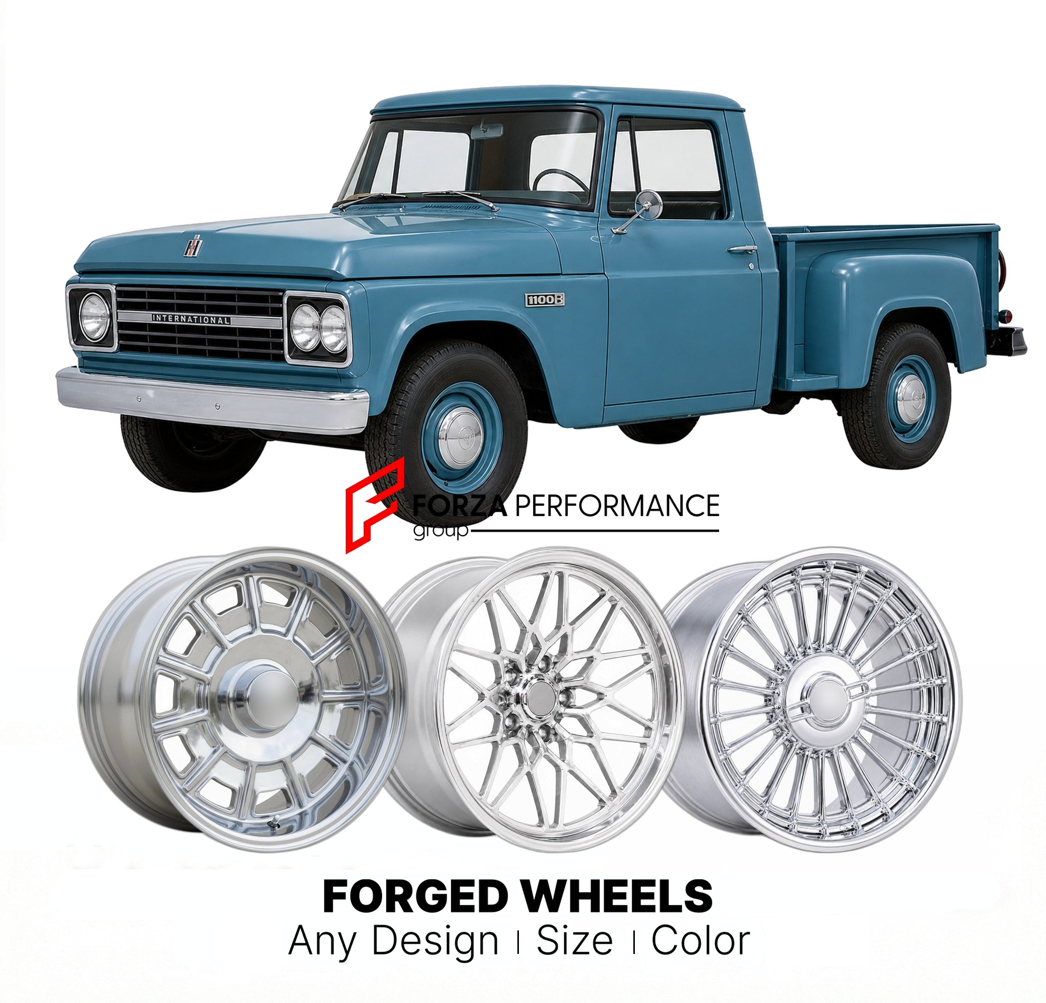 CUSTOM CLASSIC VINTAGE RESTOMOD RETRO OLD SCHOOL FORGED WHEELS RIMS for INTERNATIONAL HARVESTER 1100B 1967