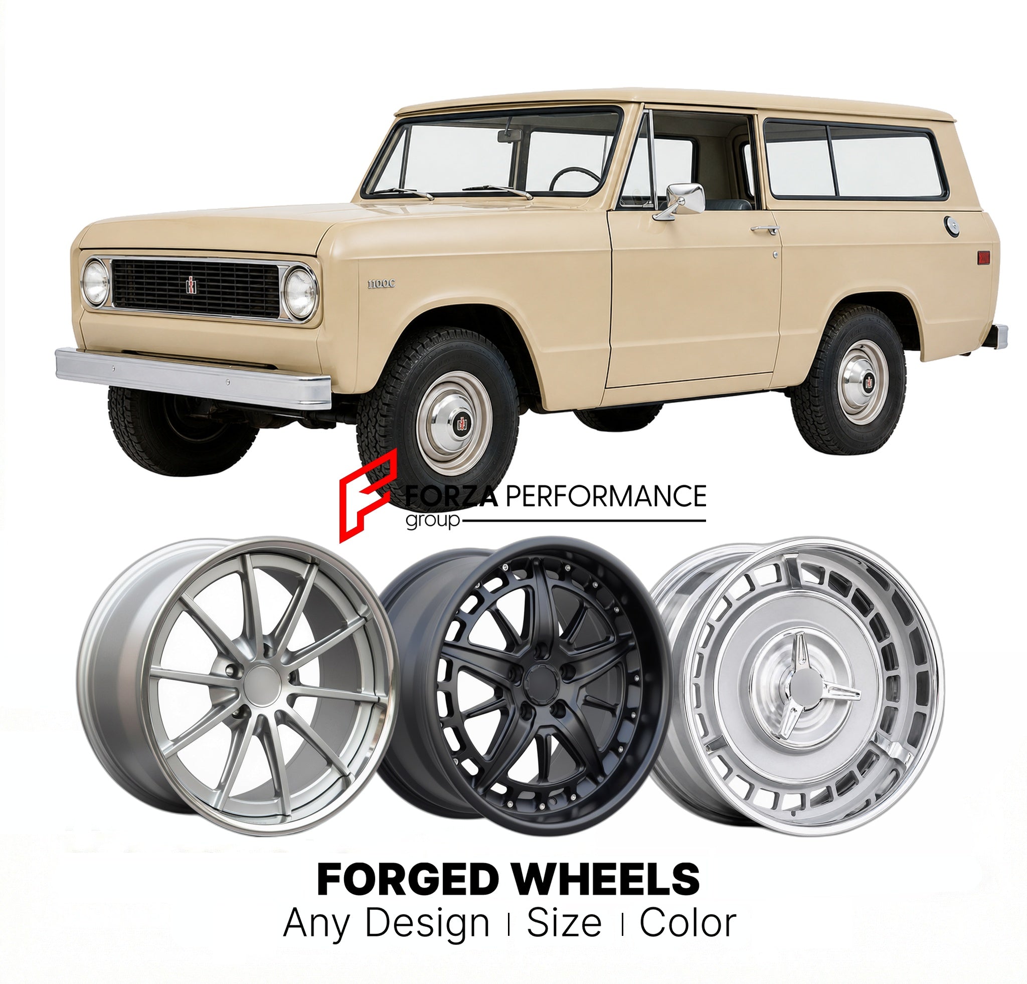 CUSTOM CLASSIC VINTAGE RESTOMOD RETRO OLD SCHOOL FORGED WHEELS RIMS for INTERNATIONAL HARVESTER 1100C 1968