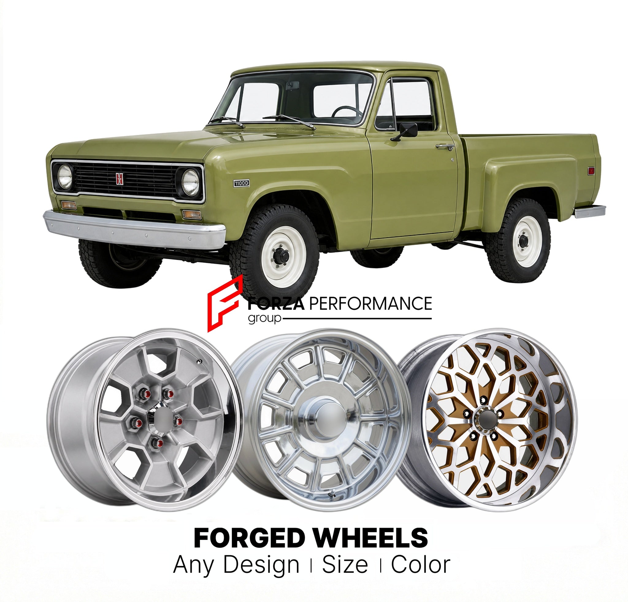 CUSTOM CLASSIC VINTAGE RESTOMOD RETRO OLD SCHOOL FORGED WHEELS RIMS for INTERNATIONAL HARVESTER 1100D 1969