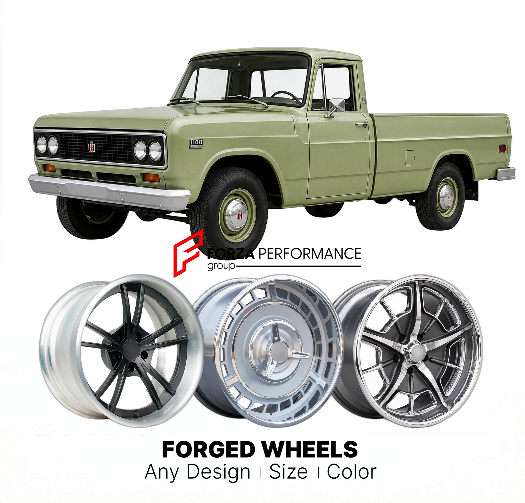 CUSTOM CLASSIC VINTAGE RESTOMOD RETRO OLD SCHOOL FORGED WHEELS RIMS for INTERNATIONAL HARVESTER 1100 1970