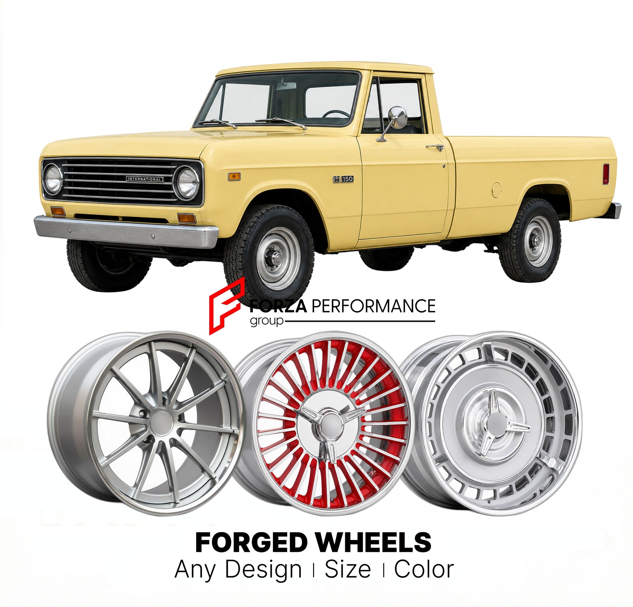 CUSTOM CLASSIC VINTAGE RESTOMOD RETRO OLD SCHOOL FORGED WHEELS RIMS for INTERNATIONAL HARVESTER 150 1974