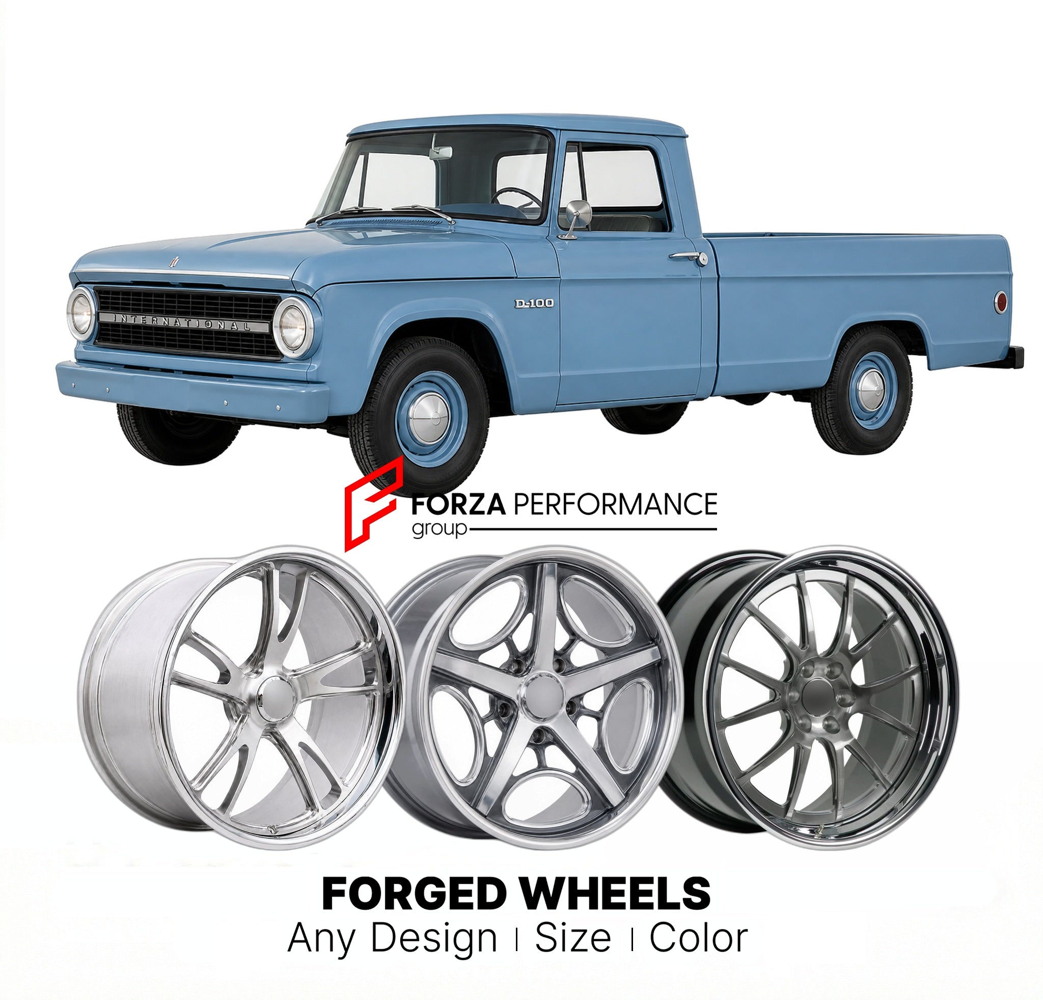 CUSTOM CLASSIC VINTAGE RESTOMOD RETRO OLD SCHOOL FORGED WHEELS RIMS for INTERNATIONAL HARVESTER D-100 1965