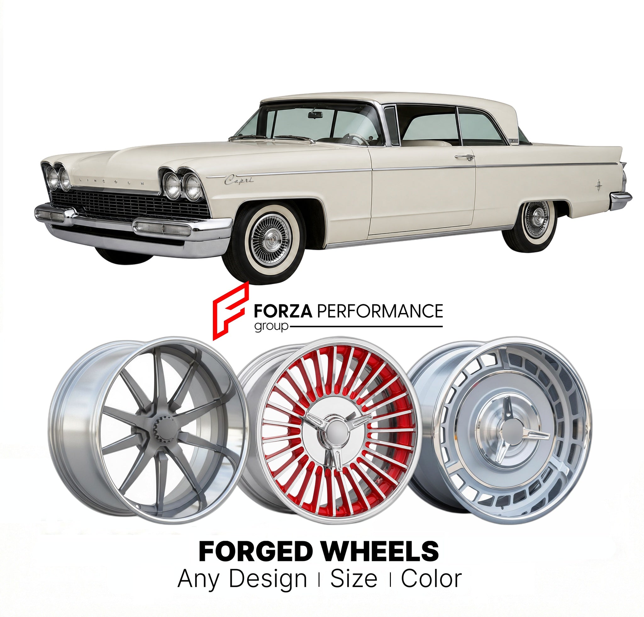 CUSTOM CLASSIC VINTAGE RESTOMOD RETRO OLD SCHOOL FORGED WHEELS RIMS for LINCOLN CAPRI 1958 - 1959