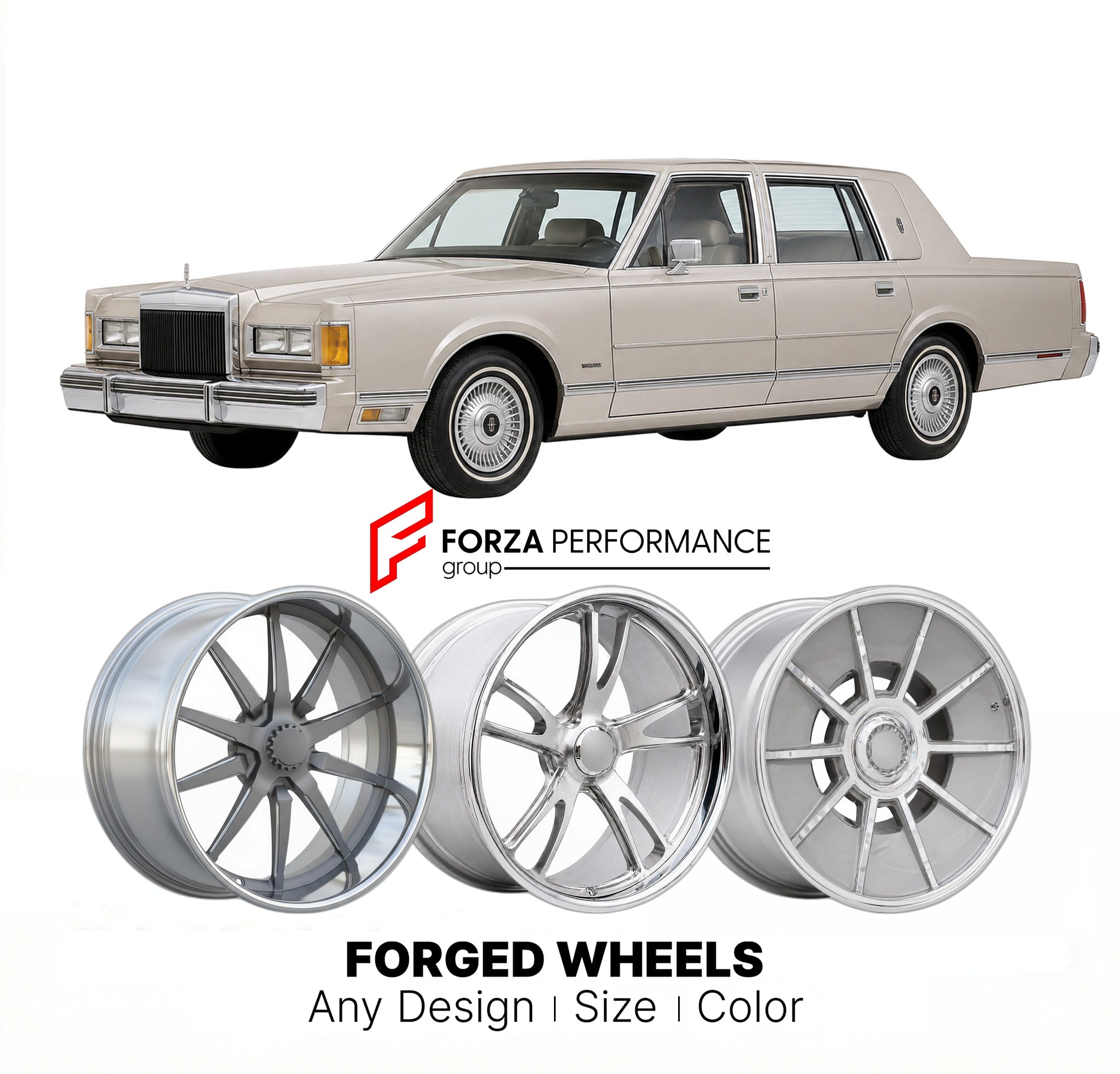 CUSTOM CLASSIC VINTAGE RESTOMOD RETRO OLD SCHOOL FORGED WHEELS RIMS for LINCOLN CONTINENTAL 1988 - 1990
