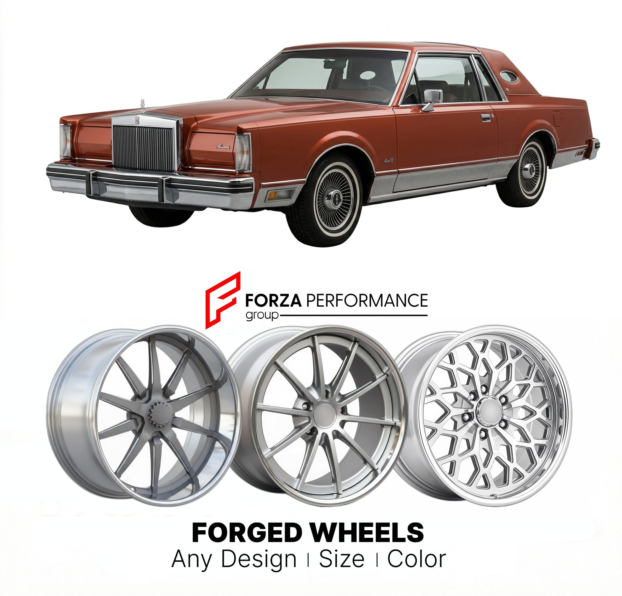 CUSTOM CLASSIC VINTAGE RESTOMOD RETRO OLD SCHOOL FORGED WHEELS RIMS for LINCOLN CONTINENTAL MARK VI 1980 - 1983