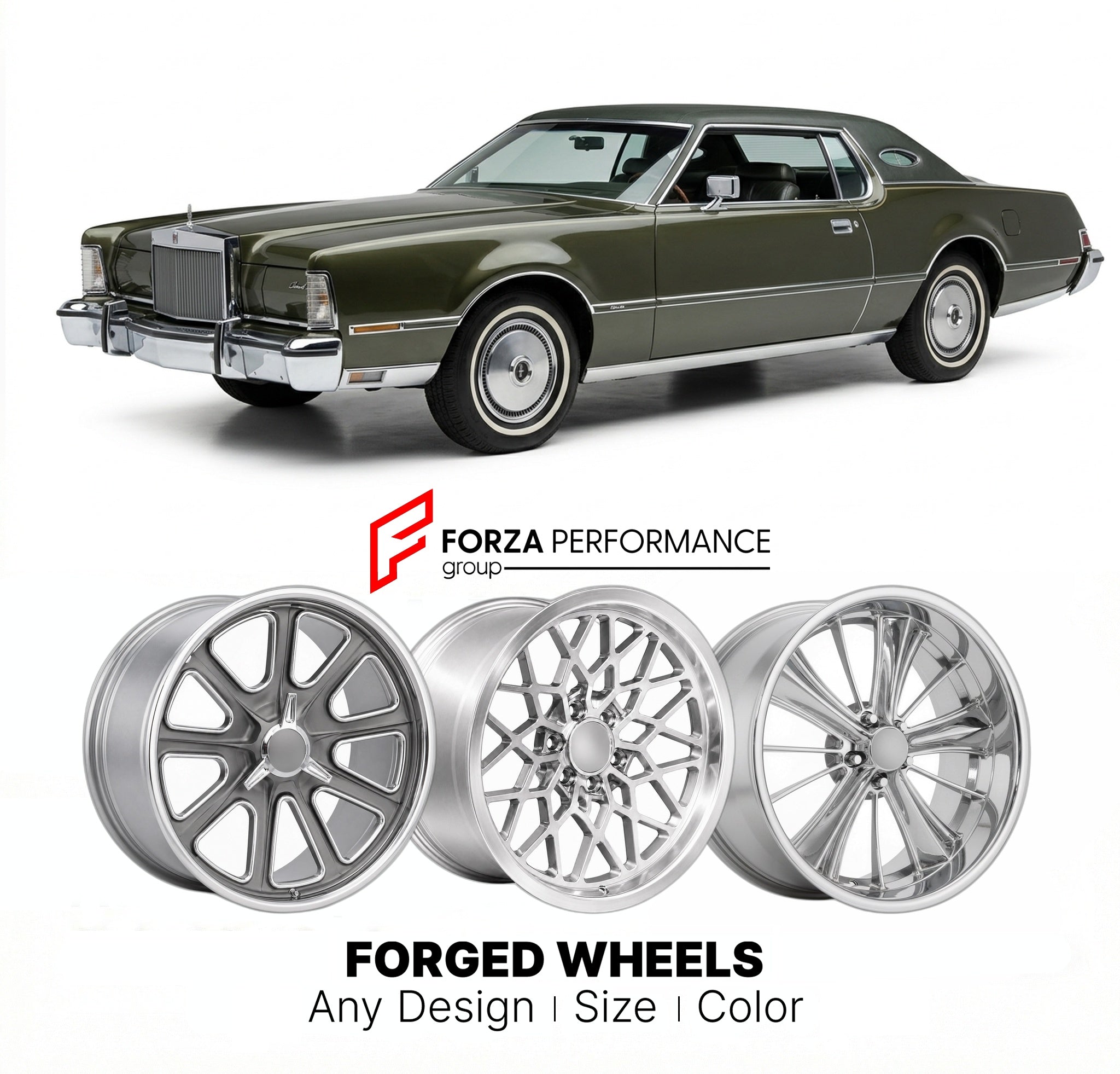 CUSTOM CLASSIC VINTAGE RESTOMOD RETRO OLD SCHOOL FORGED WHEELS RIMS for LINCOLN MARK IV 1972 - 1976