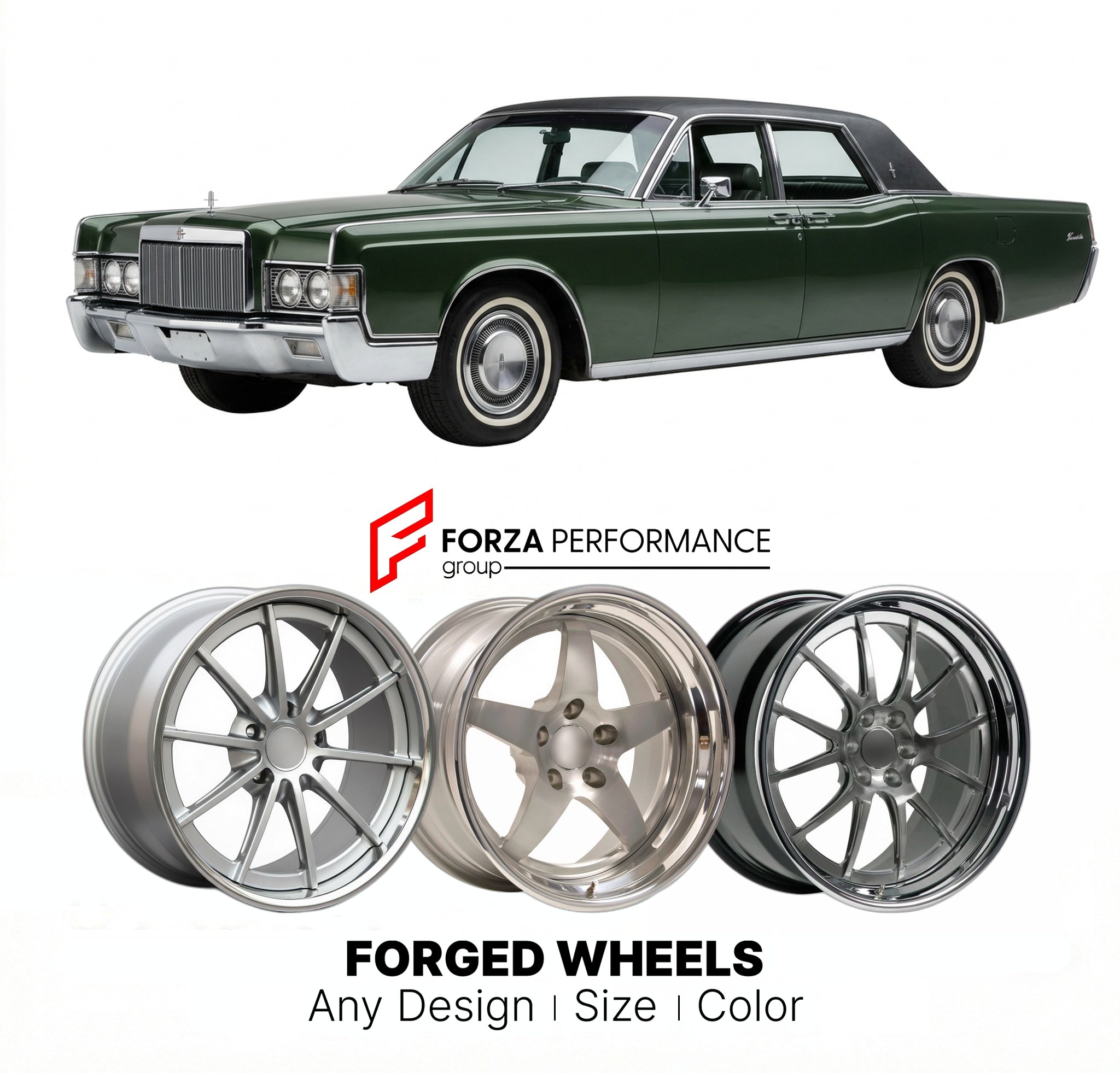 CUSTOM CLASSIC VINTAGE RESTOMOD RETRO OLD SCHOOL FORGED WHEELS RIMS for LINCOLN TOWN CAR 1981 - 1989
