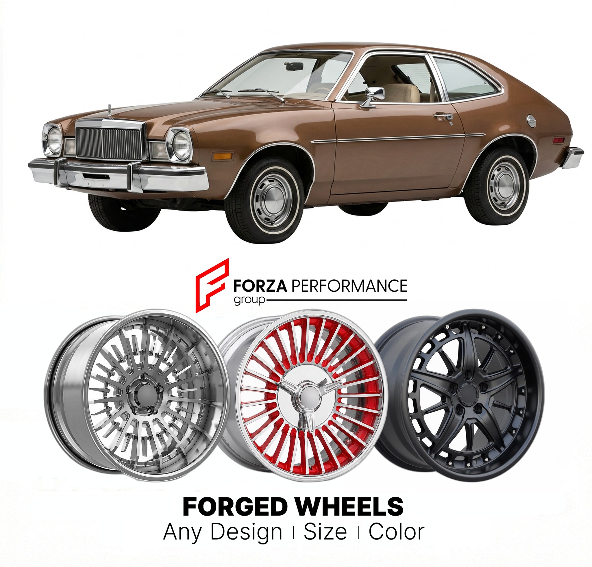 CUSTOM CLASSIC VINTAGE RESTOMOD RETRO OLD SCHOOL FORGED WHEELS RIMS for MERCURY BOBCAT 1974 - 1980