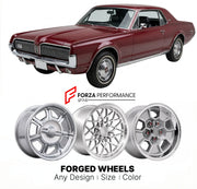 CUSTOM CLASSIC VINTAGE RESTOMOD RETRO OLD SCHOOL FORGED WHEELS RIMS for MERCURY COUGAR XR-7 1967 - 1973