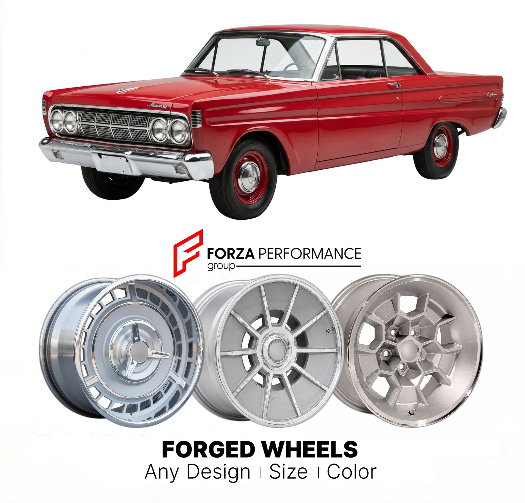 CUSTOM CLASSIC VINTAGE RESTOMOD RETRO OLD SCHOOL FORGED WHEELS RIMS for MERCURY CYCLONE 1964 - 1965