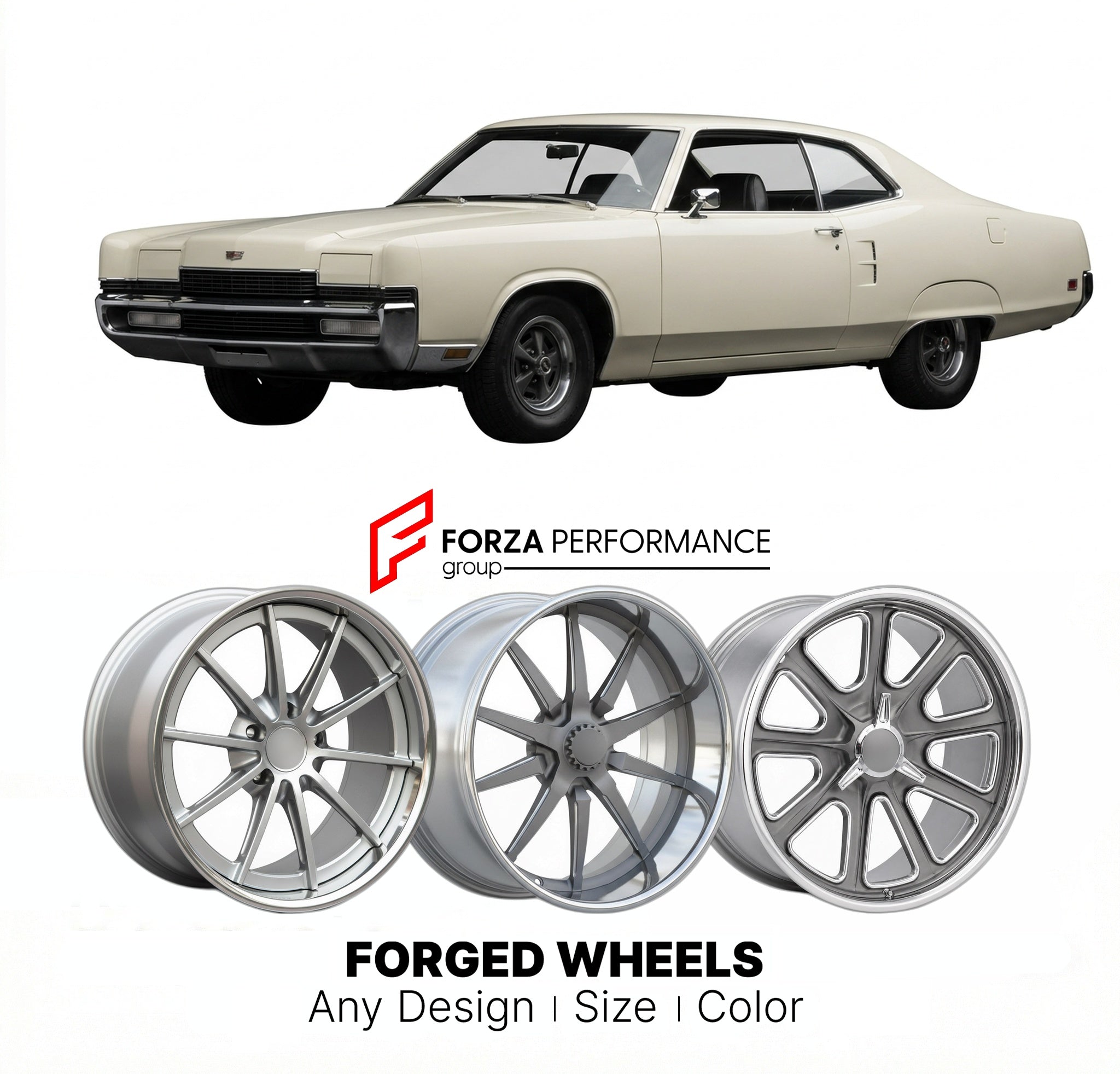 CUSTOM CLASSIC VINTAGE RESTOMOD RETRO OLD SCHOOL FORGED WHEELS RIMS for MERCURY MARAUDER JET 1969 - 1970