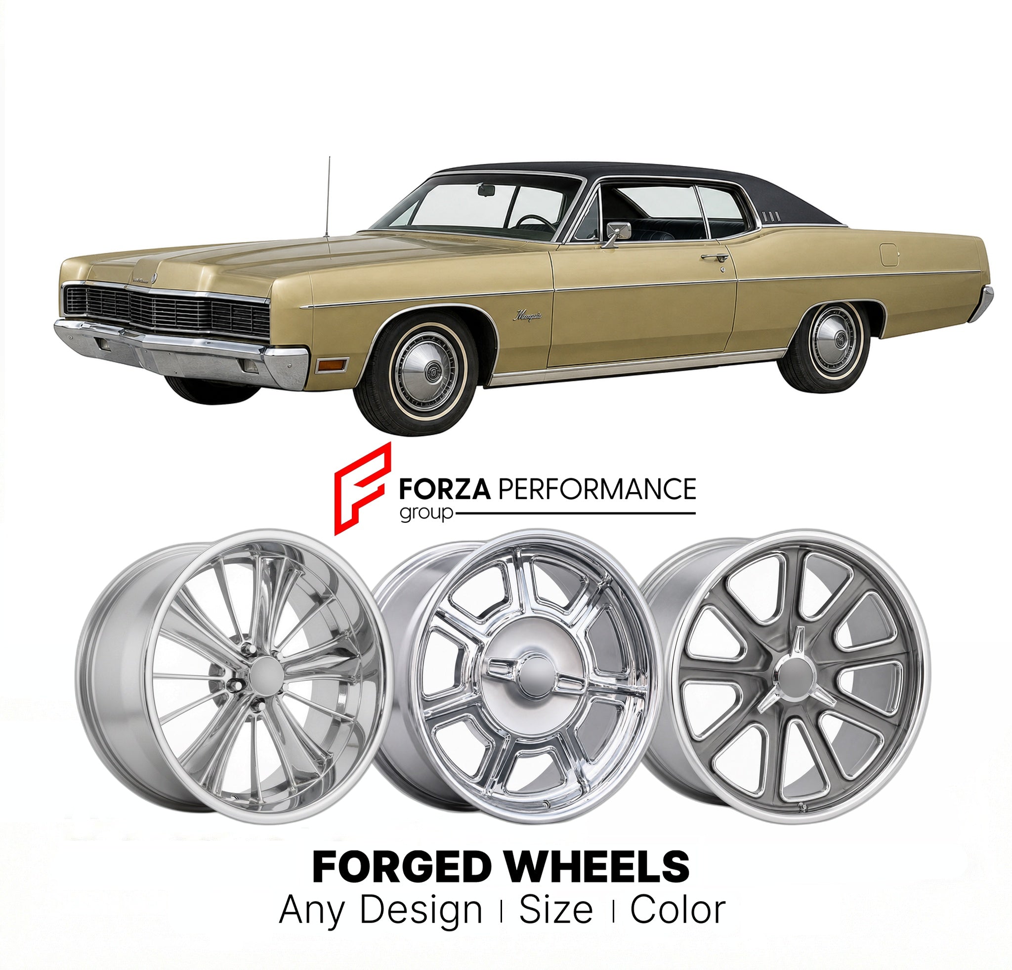 CUSTOM CLASSIC VINTAGE RESTOMOD RETRO OLD SCHOOL FORGED WHEELS RIMS for MERCURY MARQUIS 1969 - 1978