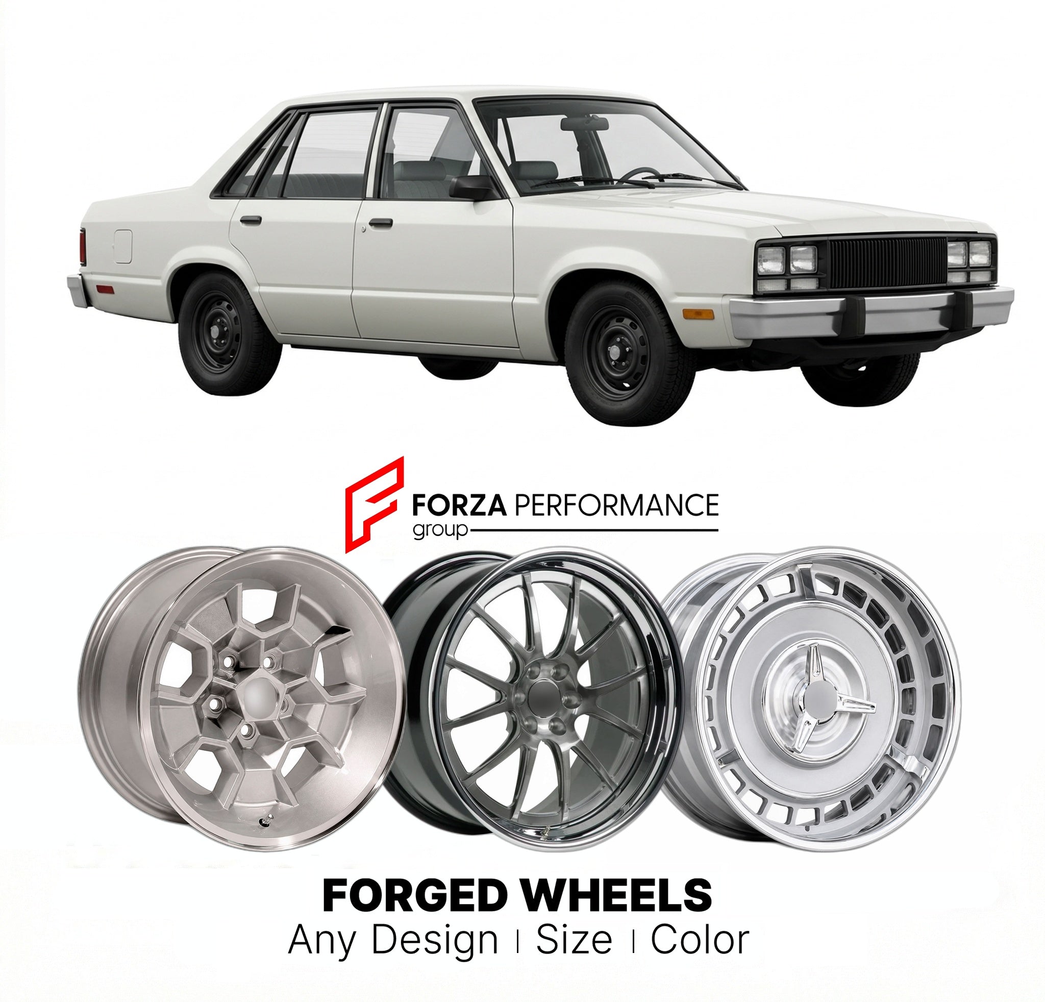 CUSTOM CLASSIC VINTAGE RESTOMOD RETRO OLD SCHOOL FORGED WHEELS RIMS for MERCURY ZEPHYR 1978 - 1983