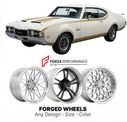 CUSTOM CLASSIC VINTAGE RESTOMOD RETRO OLD SCHOOL FORGED WHEELS RIMS for OLDSMOBILE 442 HURST 1968 - 1972