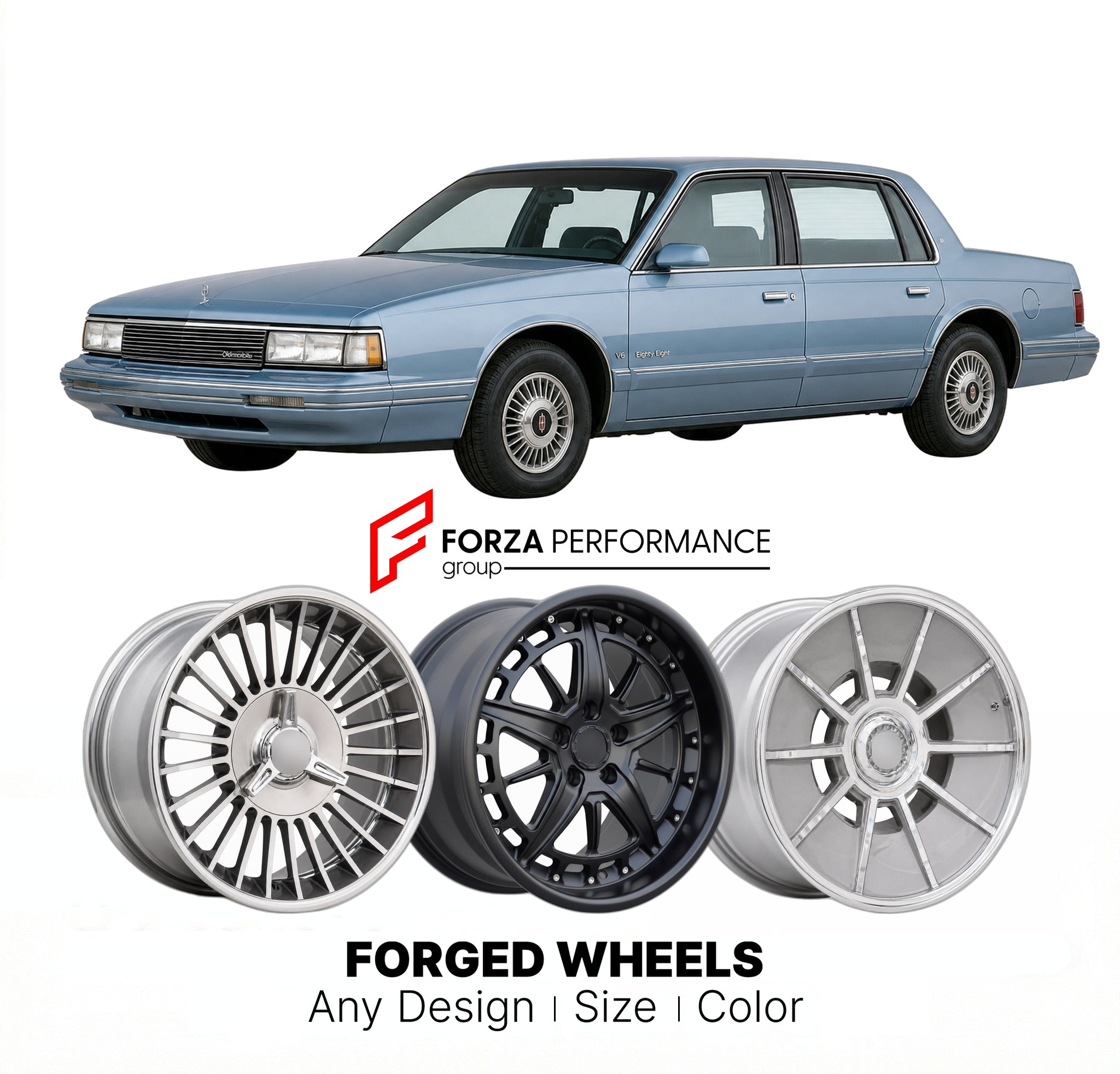 CUSTOM CLASSIC VINTAGE RESTOMOD RETRO OLD SCHOOL FORGED WHEELS RIMS for OLDSMOBILE 88 1986 - 1990