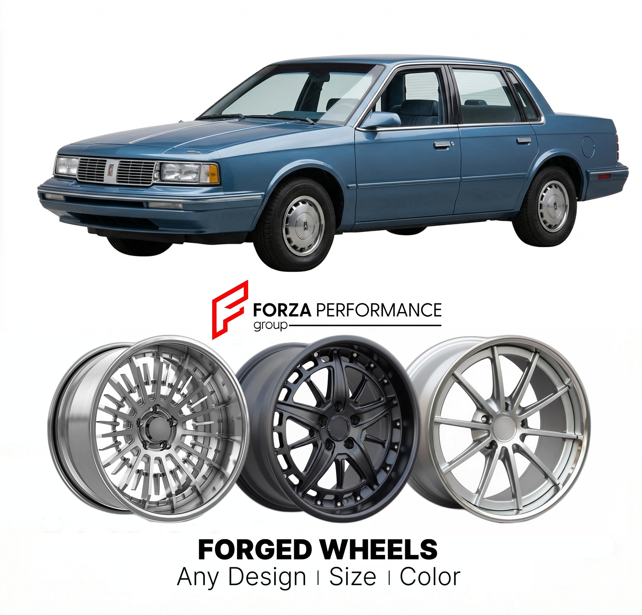 CUSTOM CLASSIC VINTAGE RESTOMOD RETRO OLD SCHOOL FORGED WHEELS RIMS for OLDSMOBILE CIERA 1982 - 1990